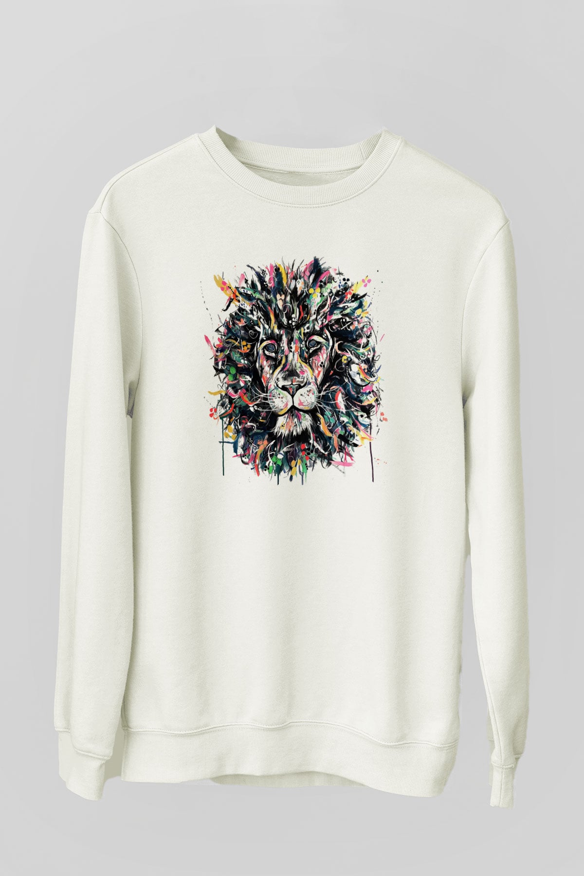 Aslan Beyaz Unisex Sweatshirt