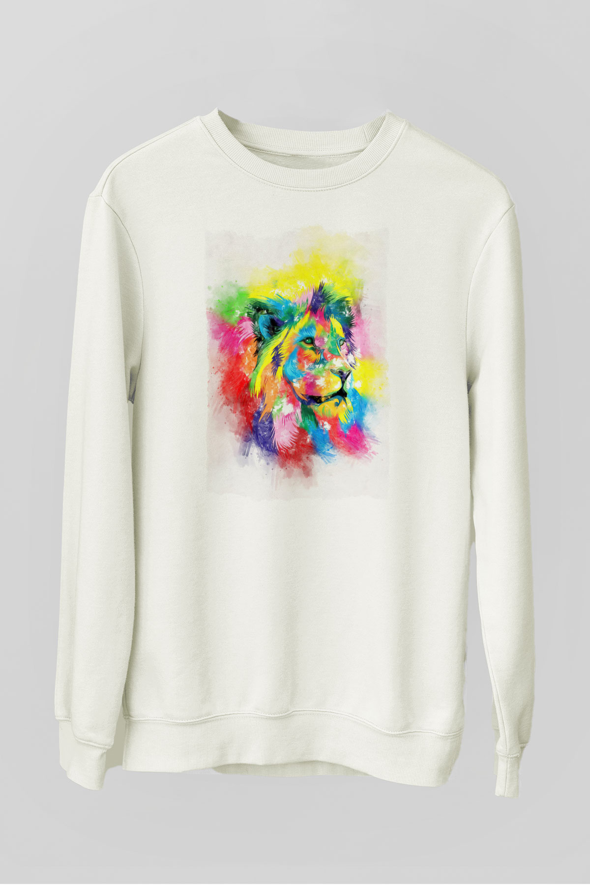 Aslan Beyaz Unisex Sweatshirt