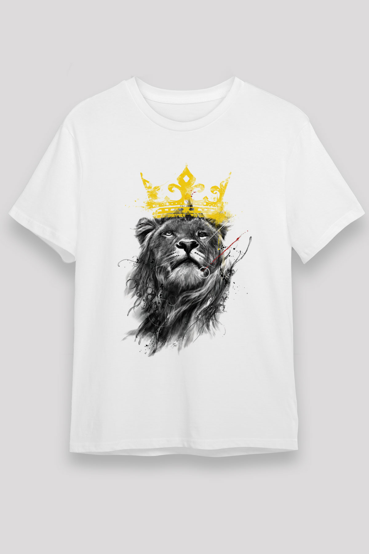 Aslan Beyaz Unisex Tişört T-Shirt - TişörtFabrikası