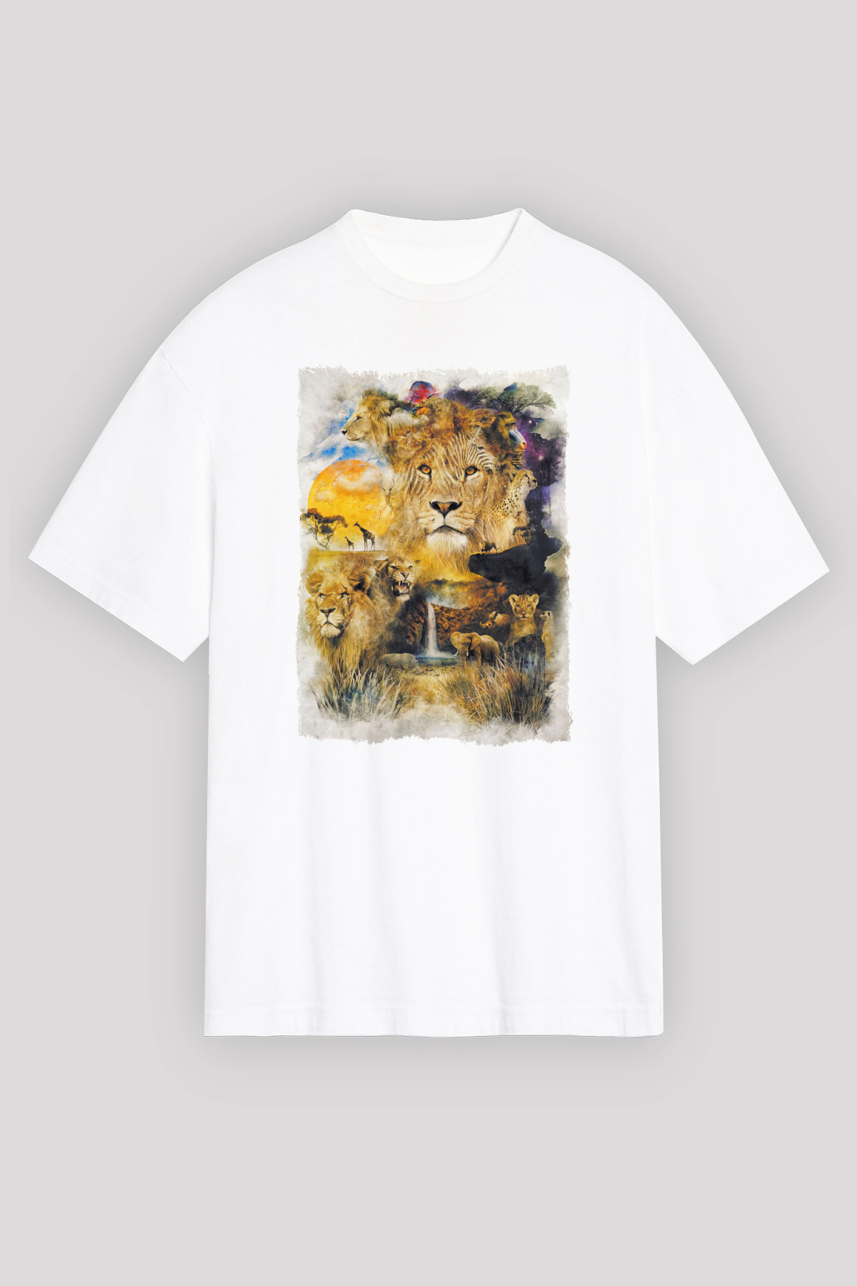 Aslan Beyaz Unisex Tişört T-Shirt - TişörtFabrikası
