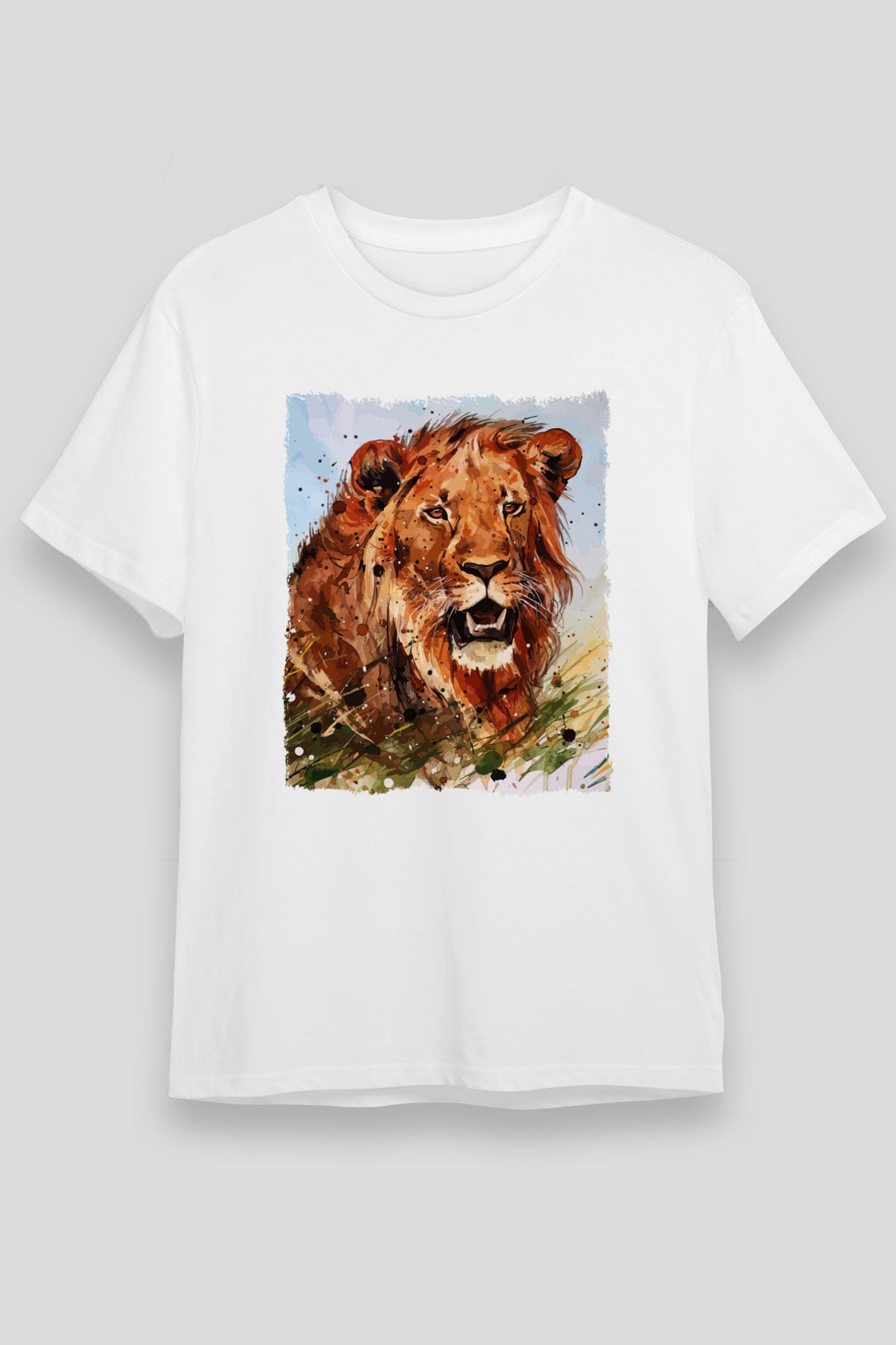 Aslan Beyaz Unisex Tişört T-Shirt - TişörtFabrikası