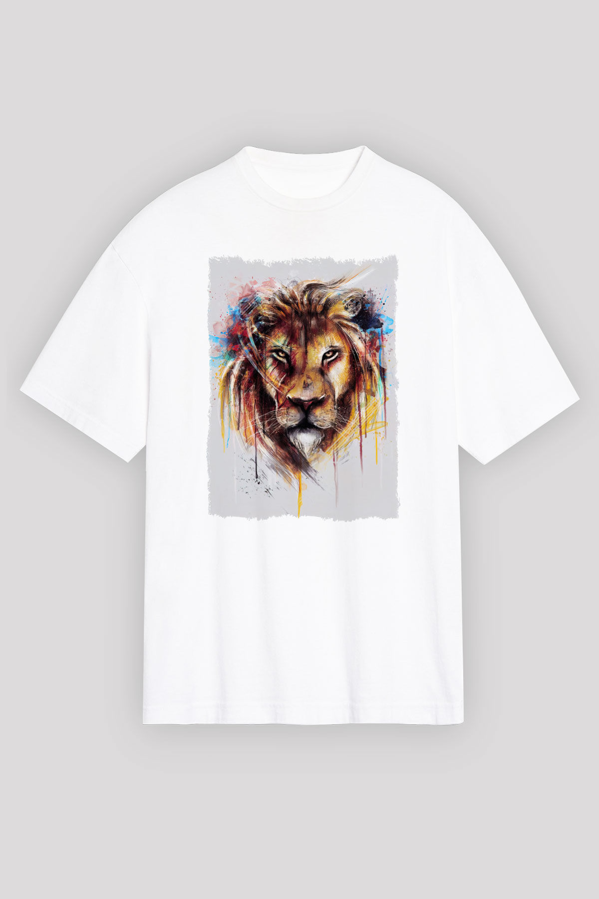 Aslan Beyaz Unisex Tişört T-Shirt - TişörtFabrikası