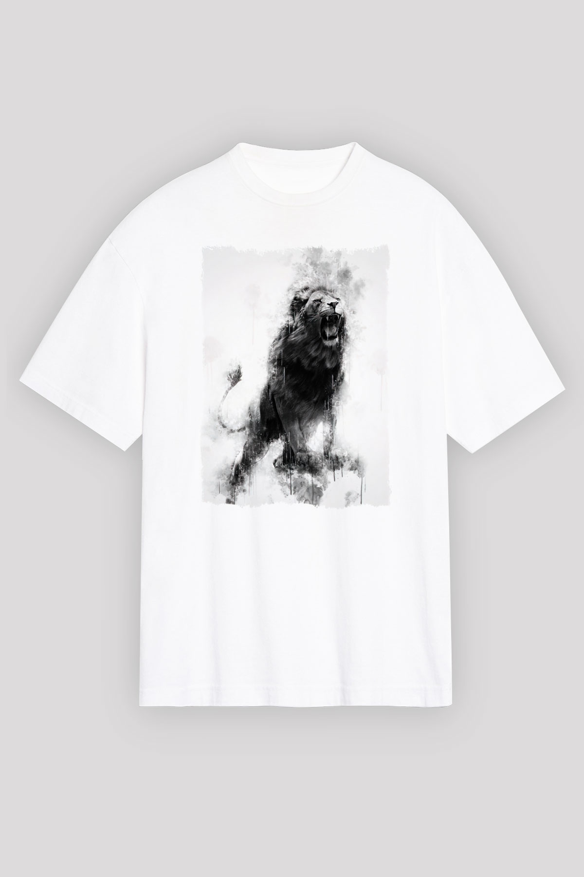 Aslan Beyaz Unisex Tişört T-Shirt - TişörtFabrikası