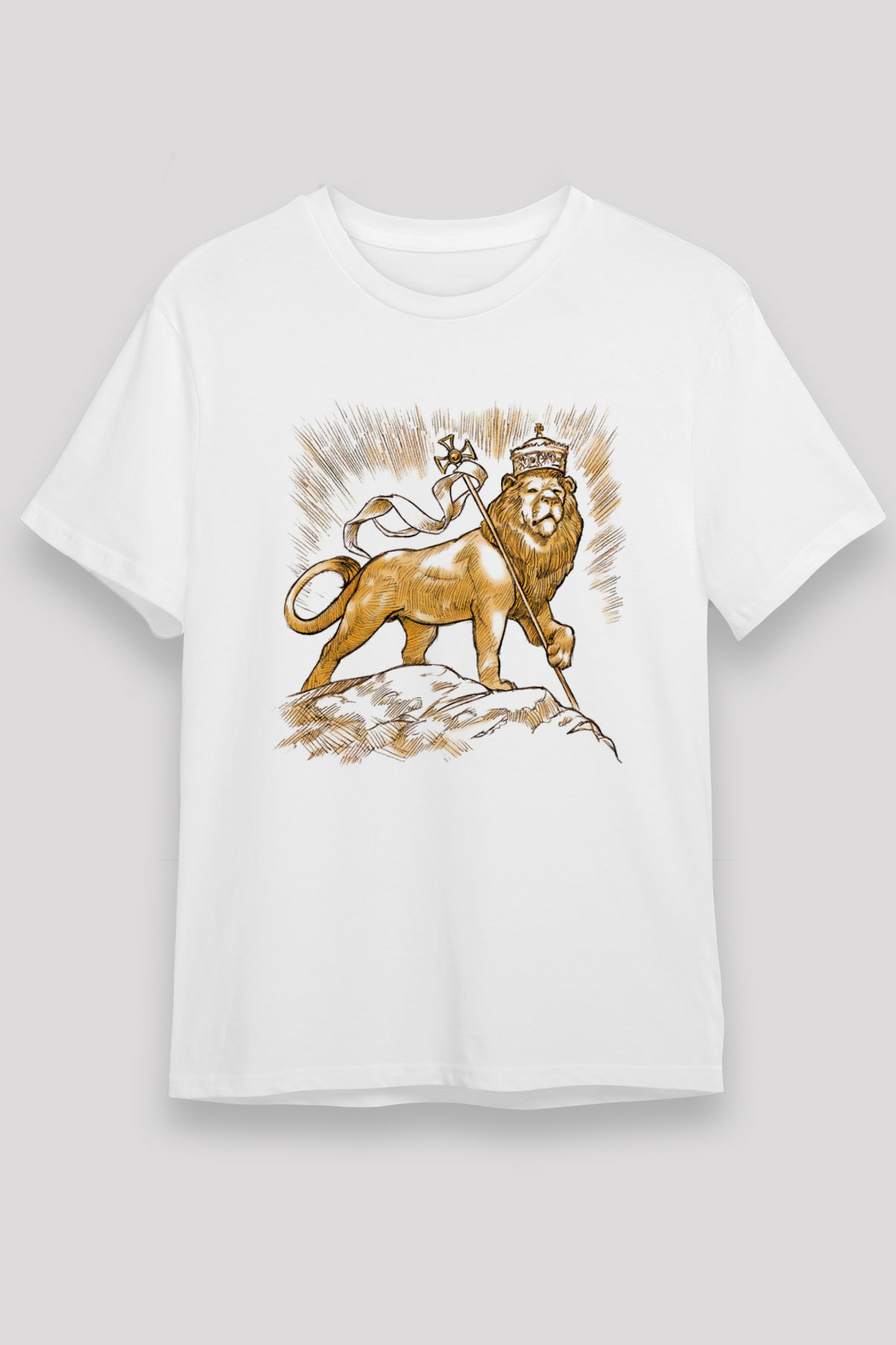 Aslan Beyaz Unisex Tişört T-Shirt - TişörtFabrikası