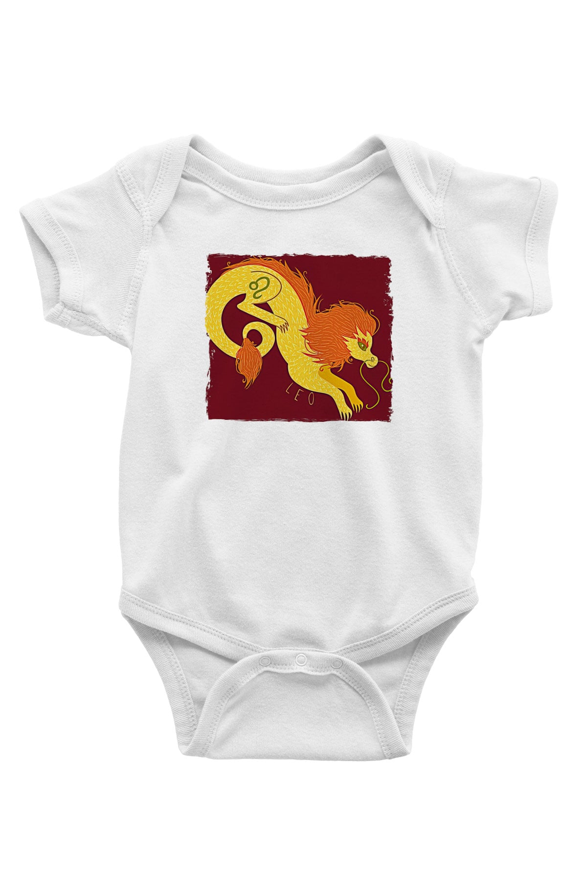 Aslan Burcu Baskılı Beyaz Unisex Bebek Body - Zıbın
