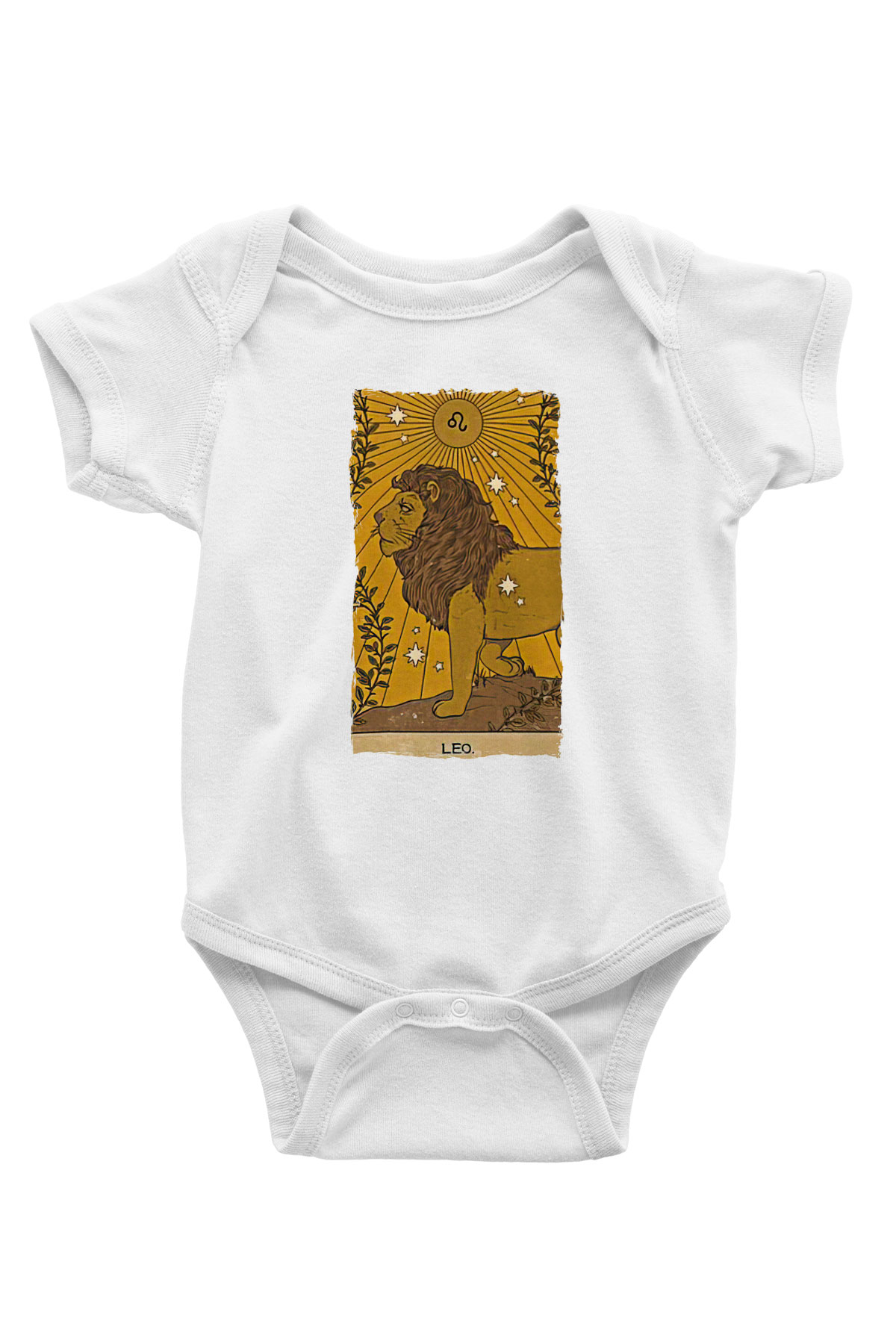 Aslan Burcu Baskılı Beyaz Unisex Bebek Body - Zıbın