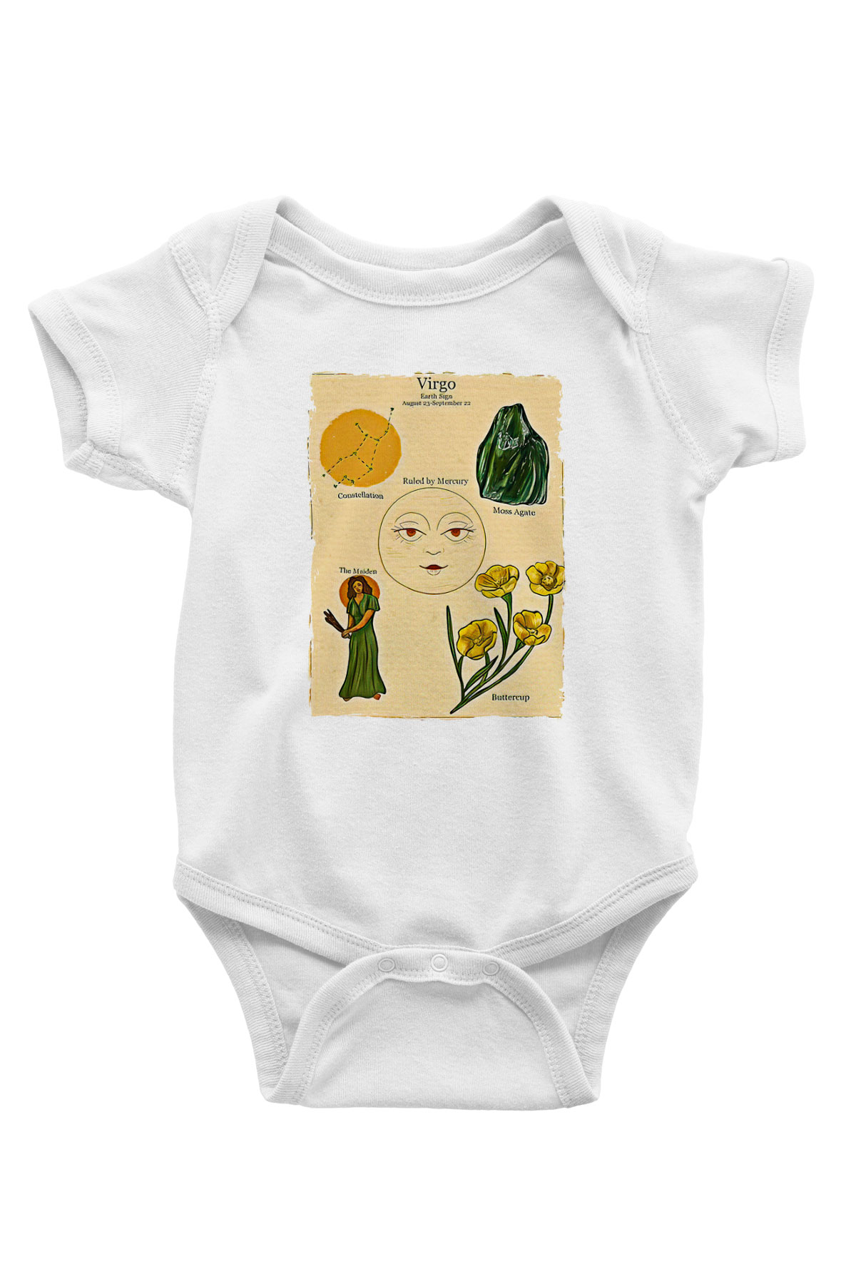 Aslan Burcu Baskılı Beyaz Unisex Bebek Body - Zıbın