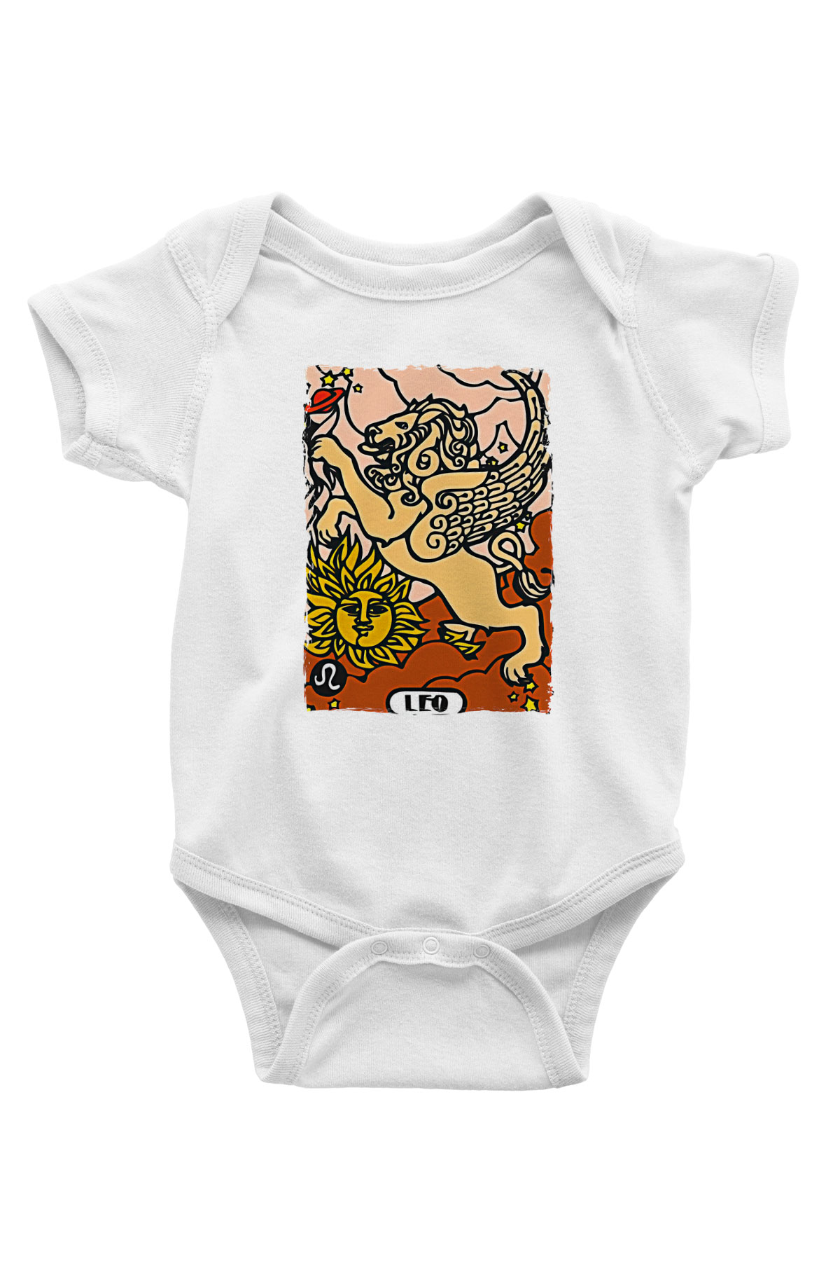 Aslan Burcu Baskılı Beyaz Unisex Bebek Body - Zıbın