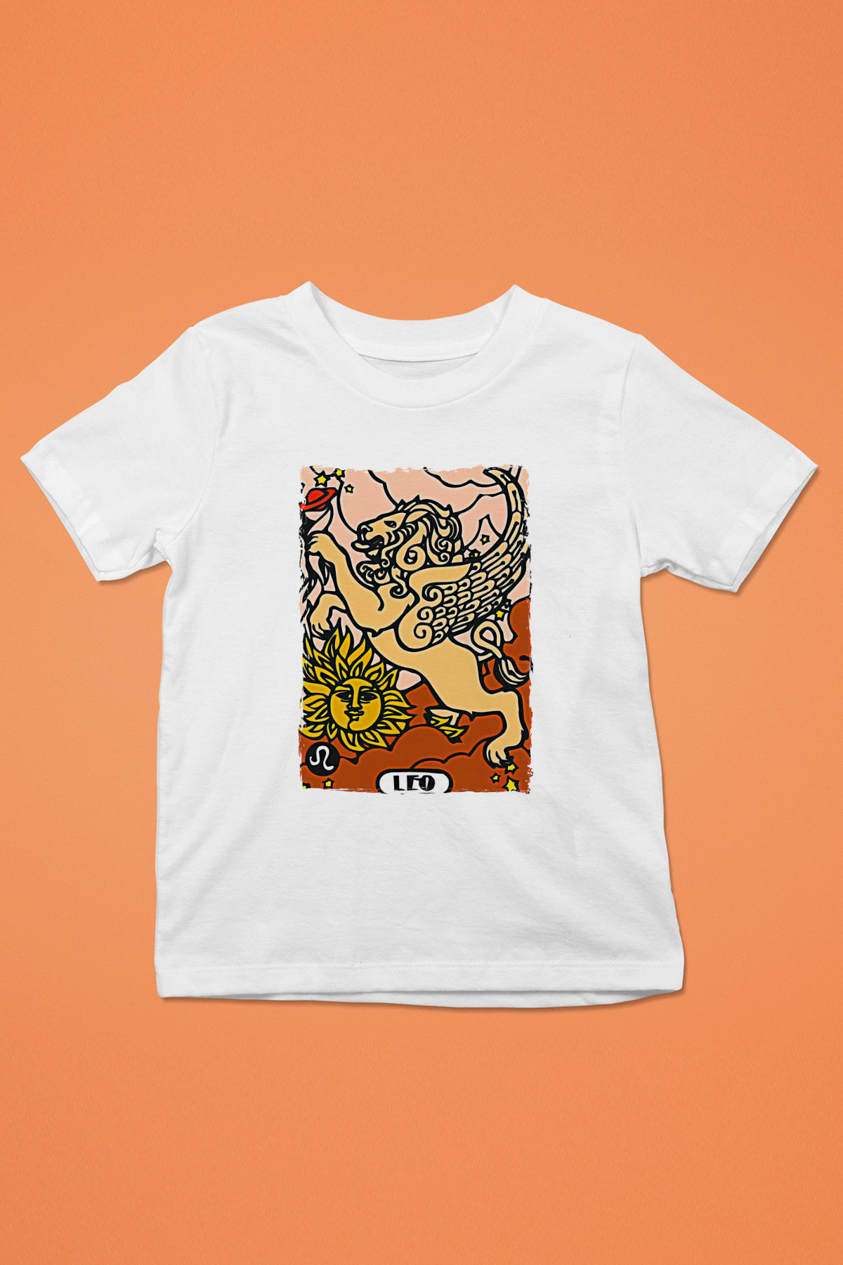 Aslan Burcu Baskılı Beyaz Unisex Beyaz Çocuk Tişört - Tshirt