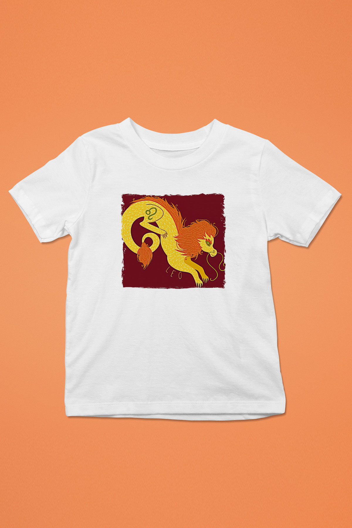 Aslan Burcu Baskılı Beyaz Unisex Beyaz Çocuk Tişört - Tshirt
