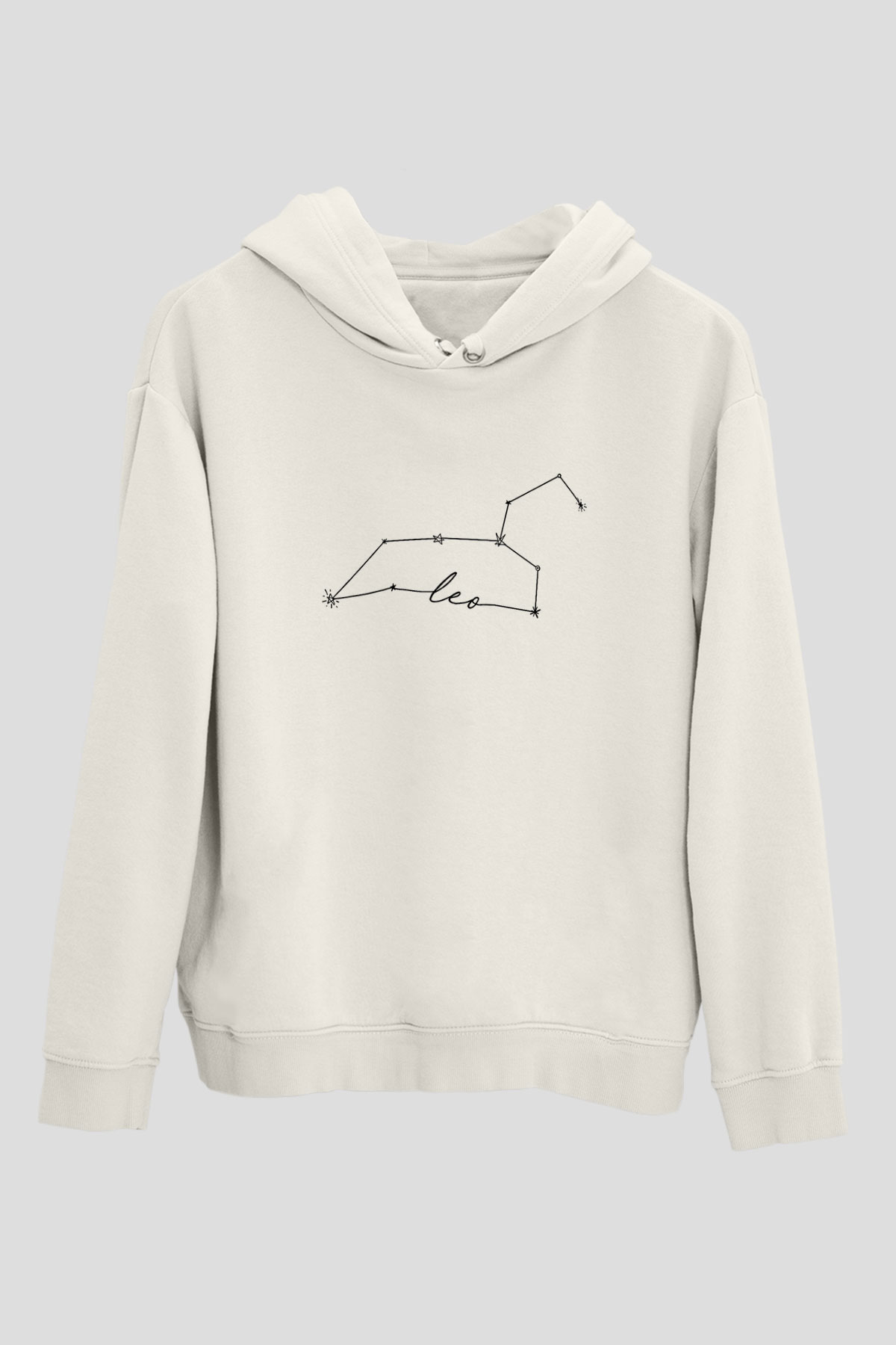 Aslan Burcu Baskılı Beyaz Unisex Hoodie