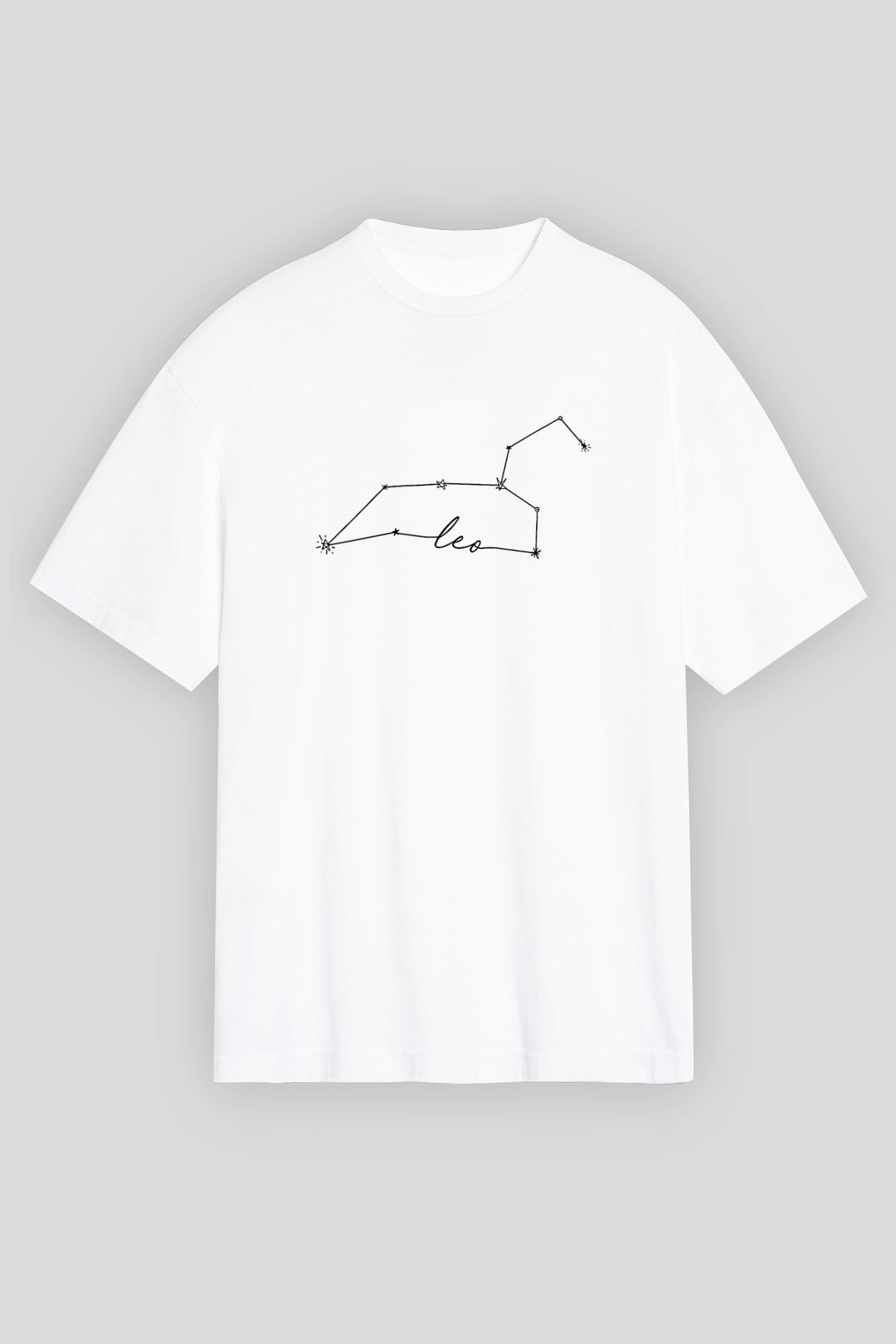 Aslan Burcu Baskılı Beyaz Unisex Oversize Tişört - Tshirt