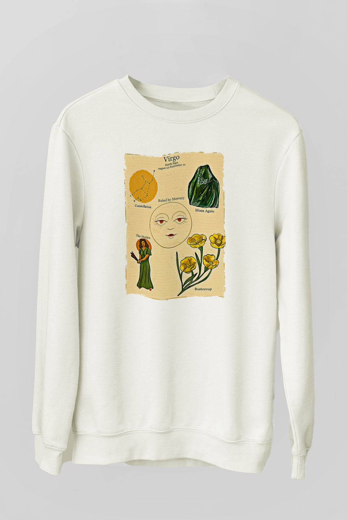 Aslan Burcu Baskılı Beyaz Unisex Sweatshirt