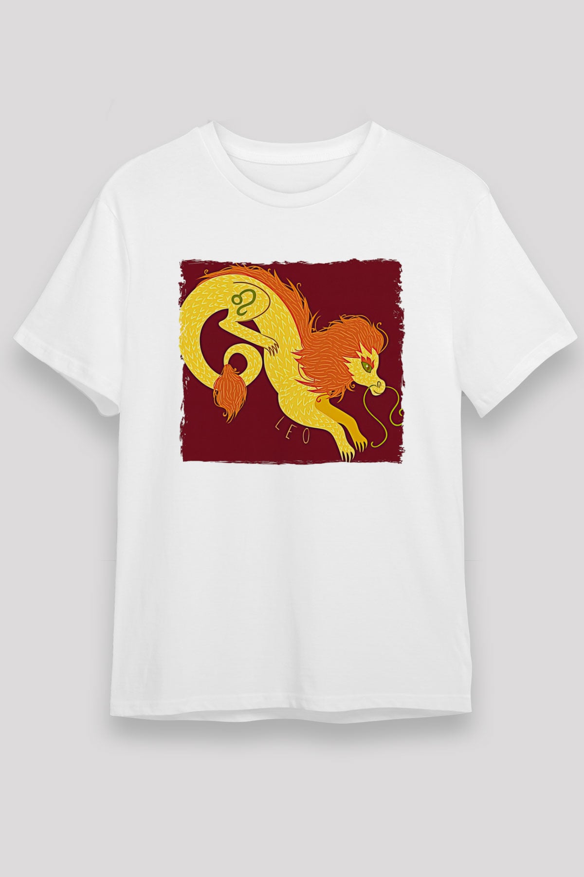 Aslan Burcu Unisex Baskılı Beyaz Tişört - Tshirt