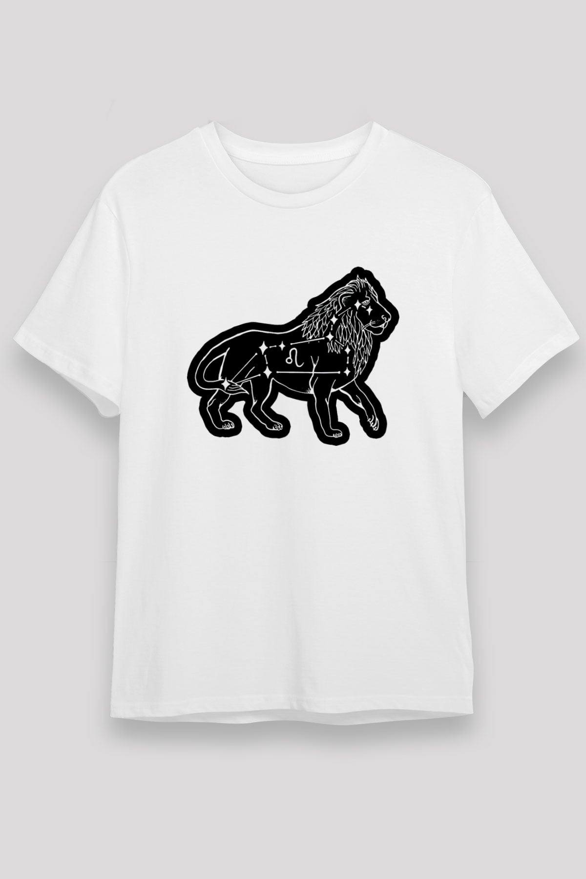 Aslan Burcu Unisex Baskılı Beyaz Tişört - Tshirt