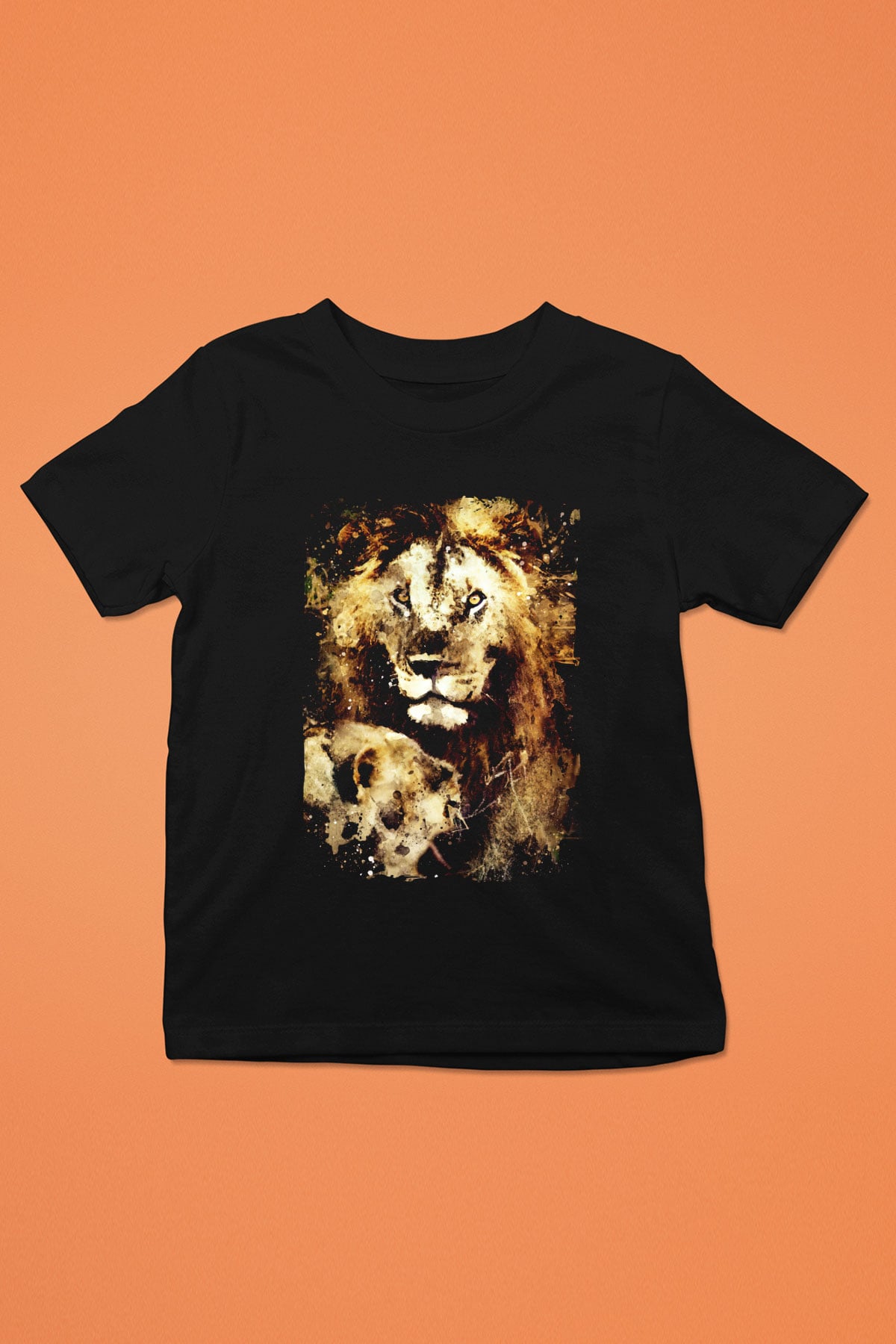 Aslan Siyah Unisex Çocuk Tişört