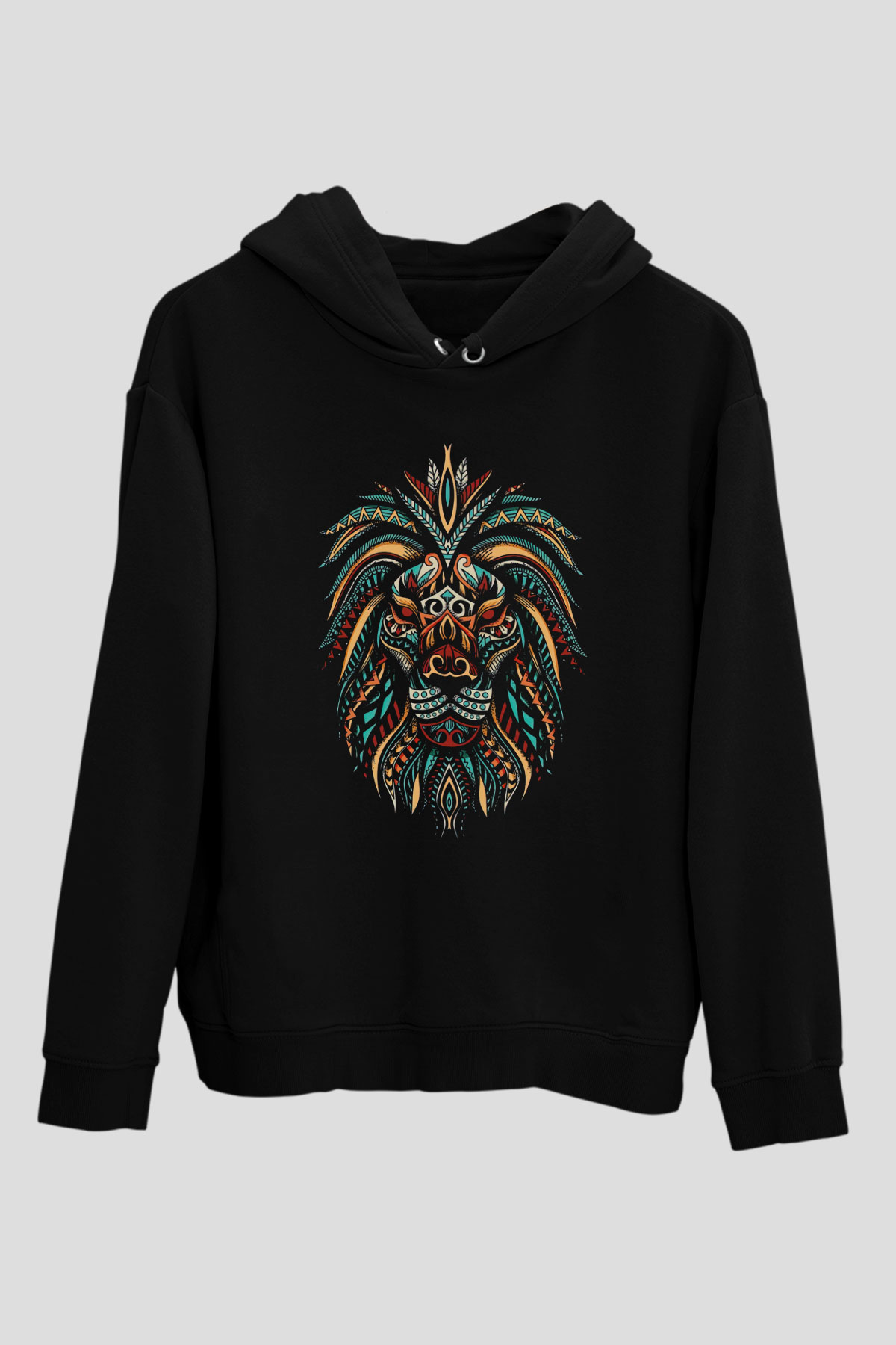 Aslan Siyah Unisex Kapüşonlu Sweatshirt