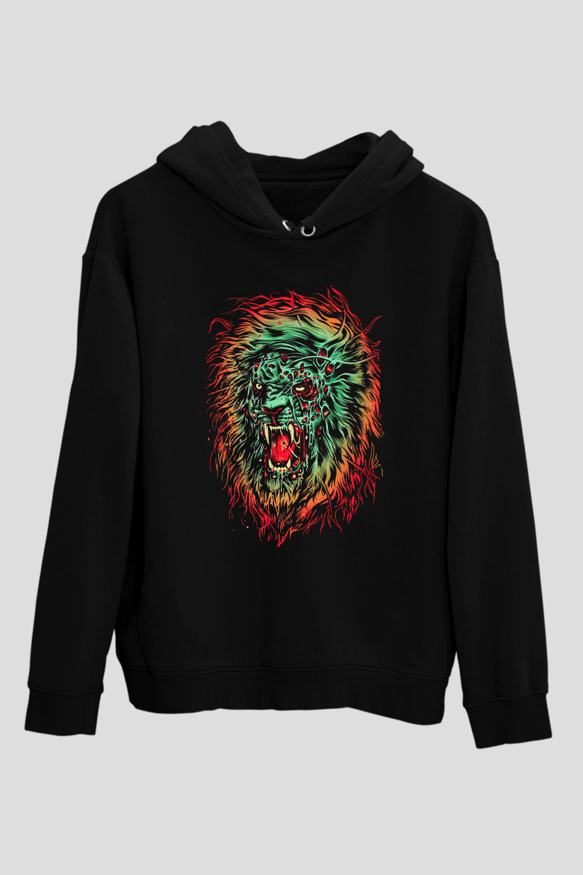 Aslan Siyah Unisex Kapüşonlu Sweatshirt