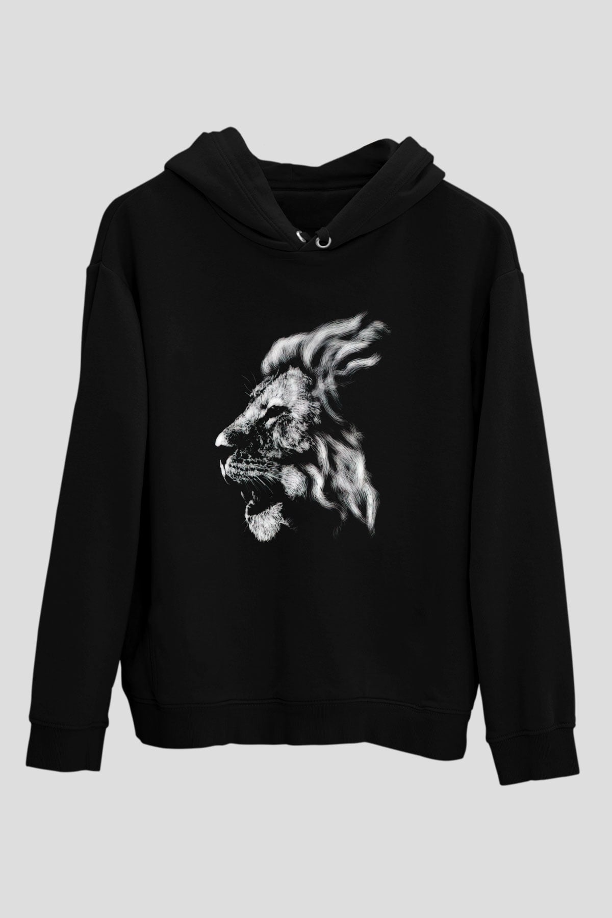 Aslan Siyah Unisex Kapüşonlu Sweatshirt