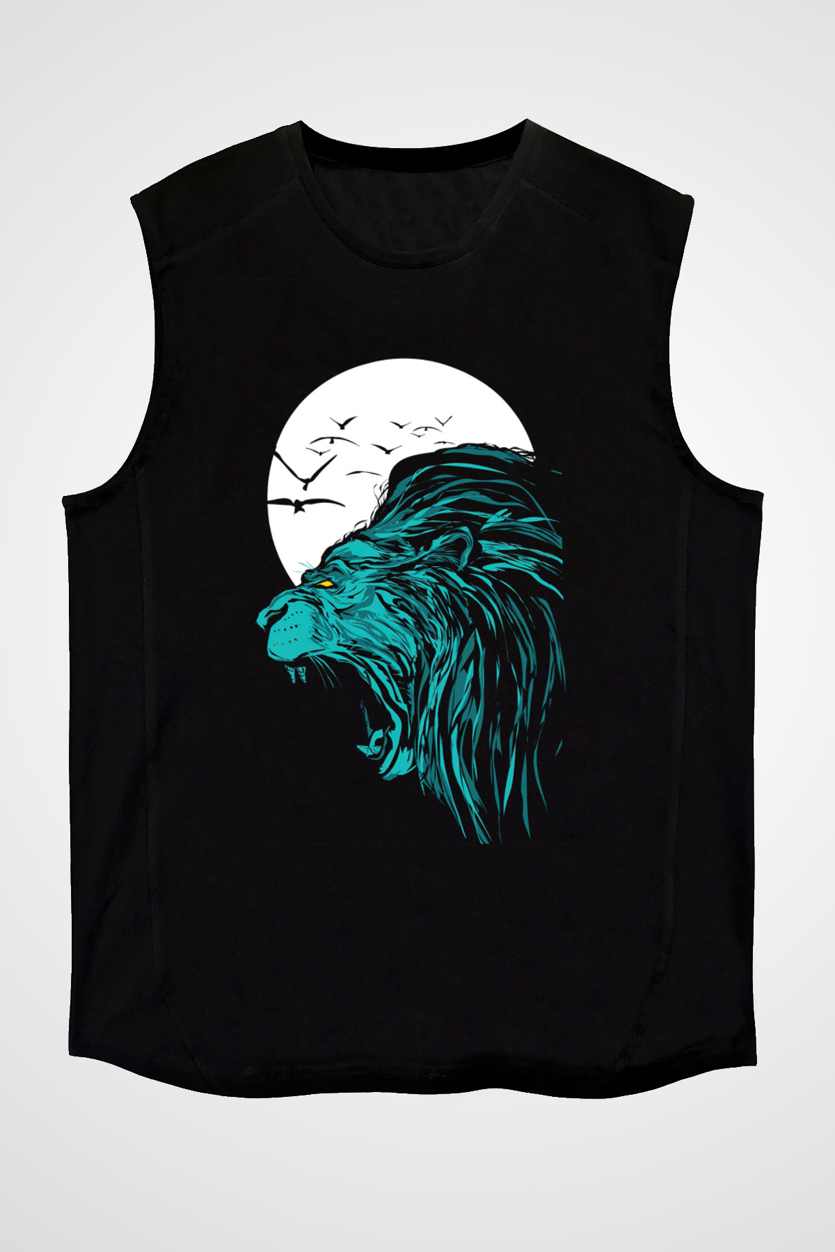 Aslan Siyah Unisex Kolsuz Tişört