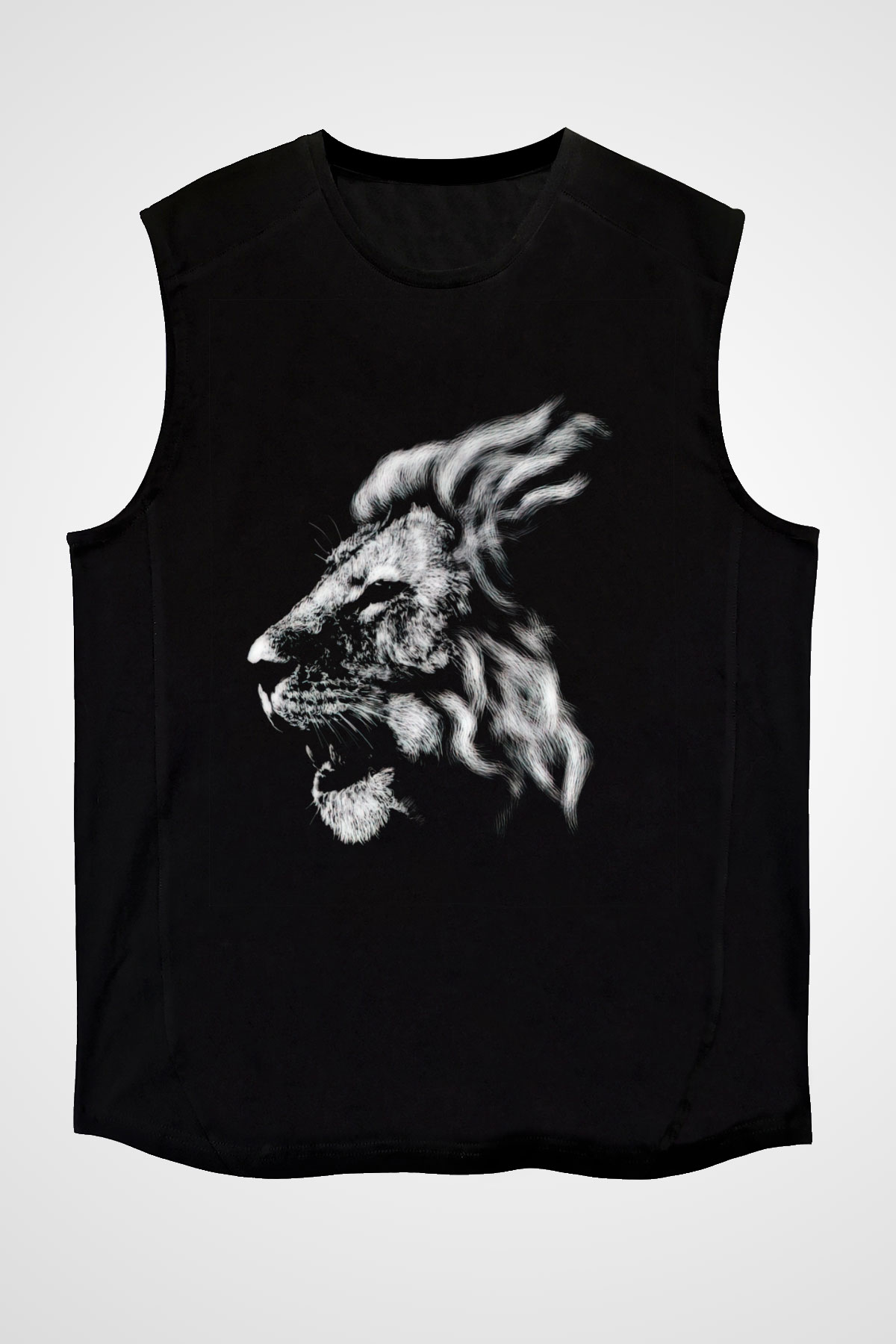 Aslan Siyah Unisex Kolsuz Tişört