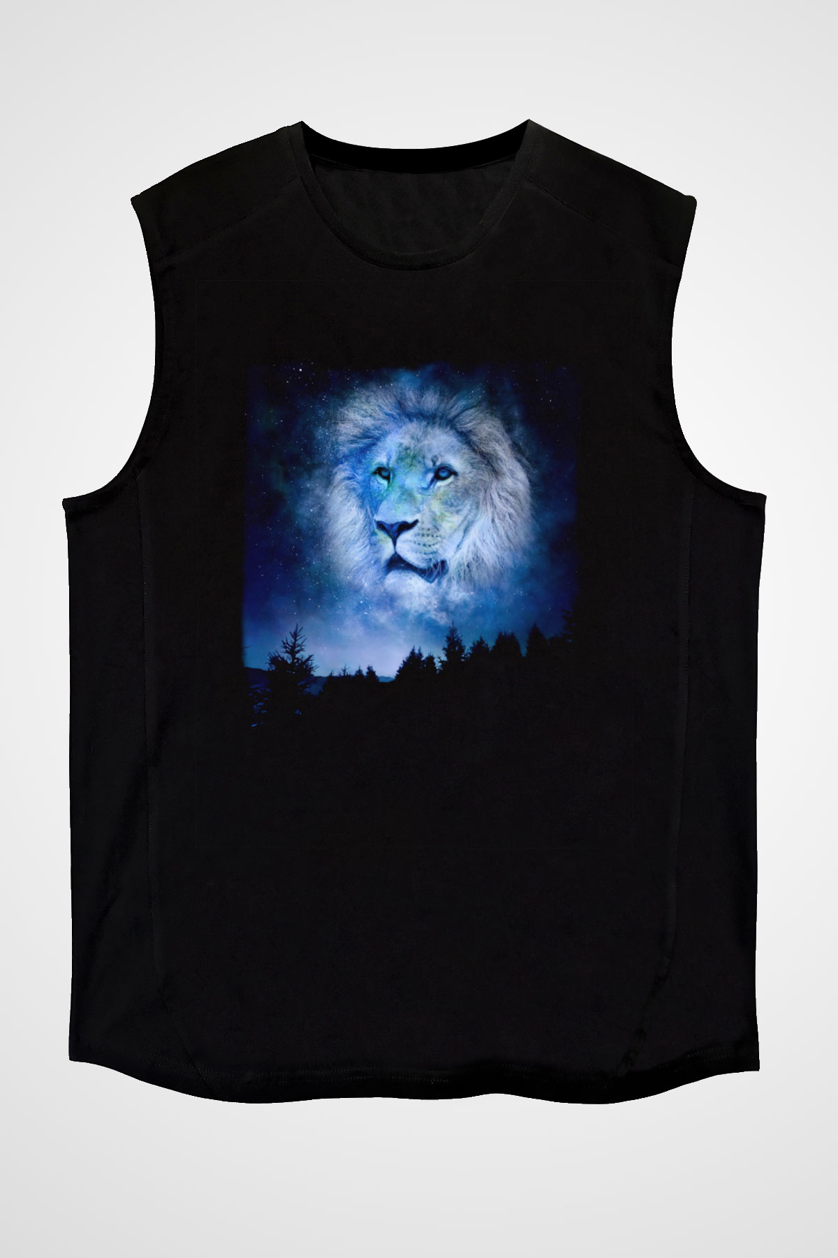Aslan Siyah Unisex Kolsuz Tişört