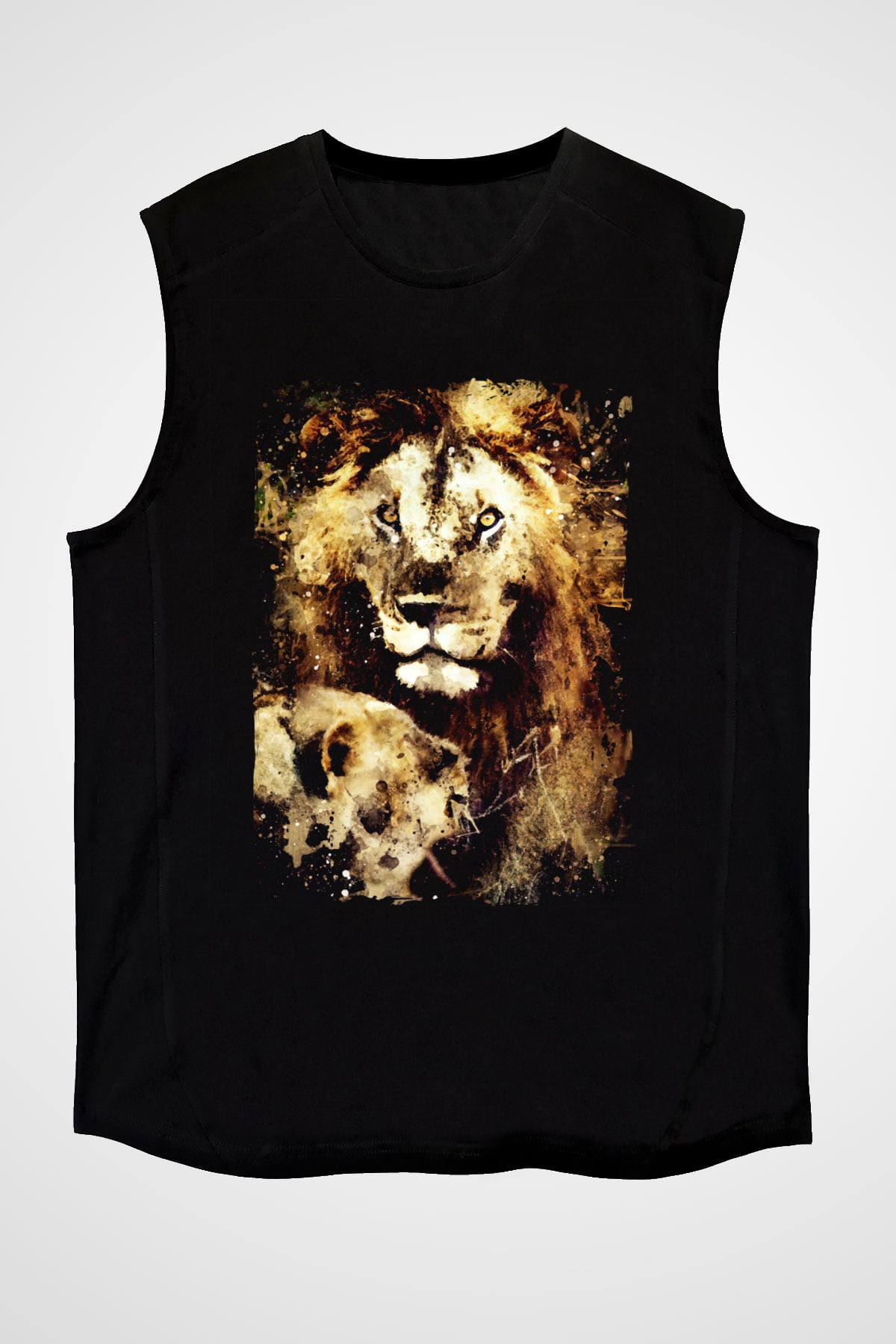 Aslan Siyah Unisex Kolsuz Tişört
