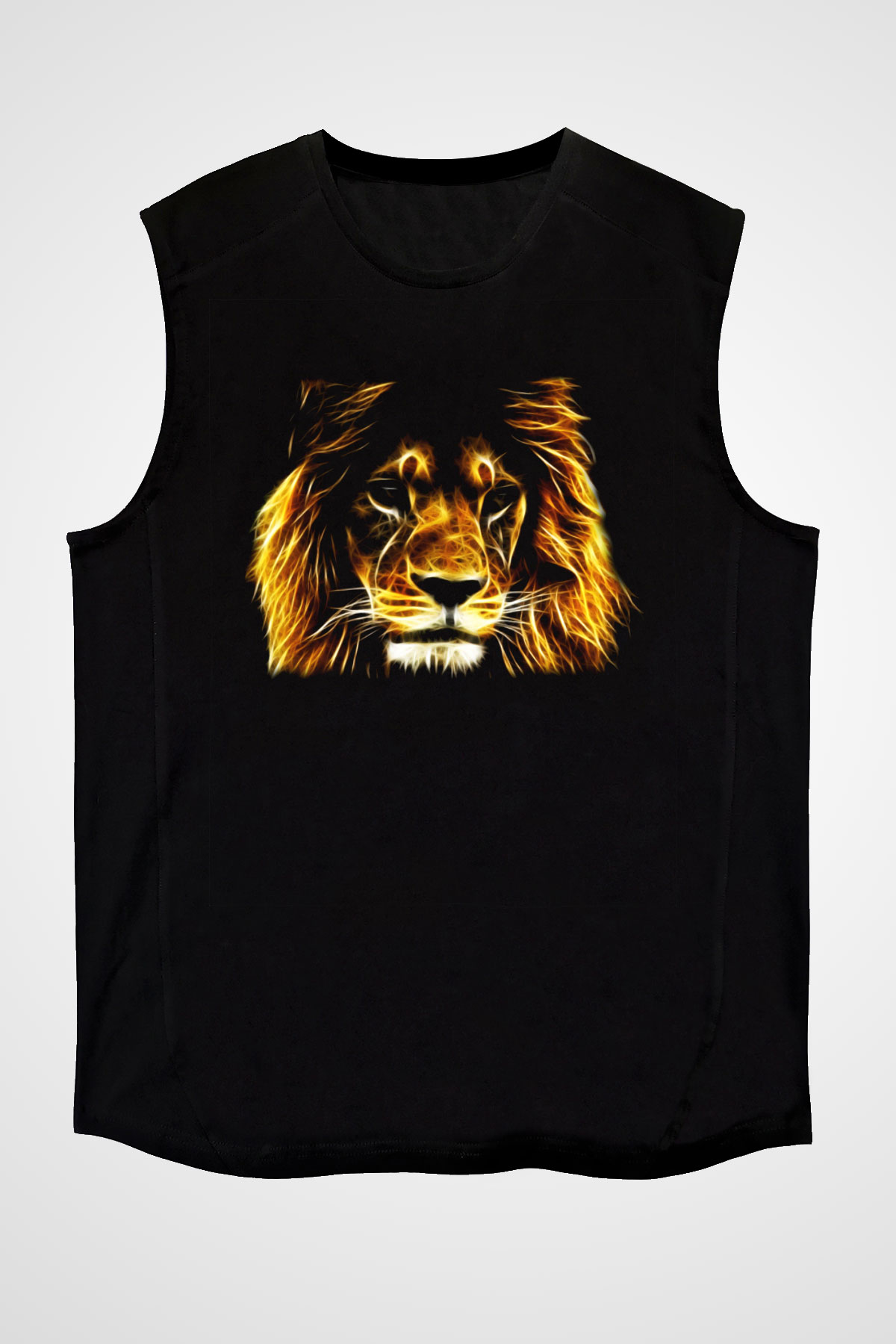 Aslan Siyah Unisex Kolsuz Tişört