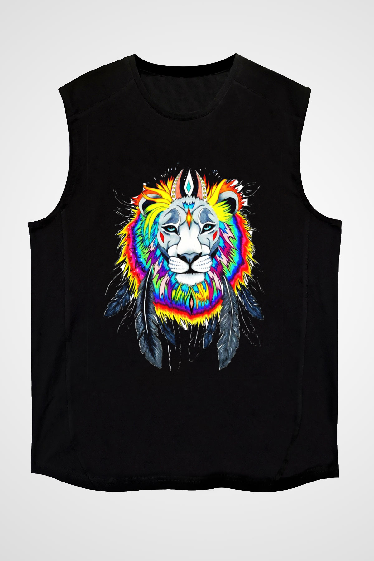 Aslan Siyah Unisex Kolsuz Tişört