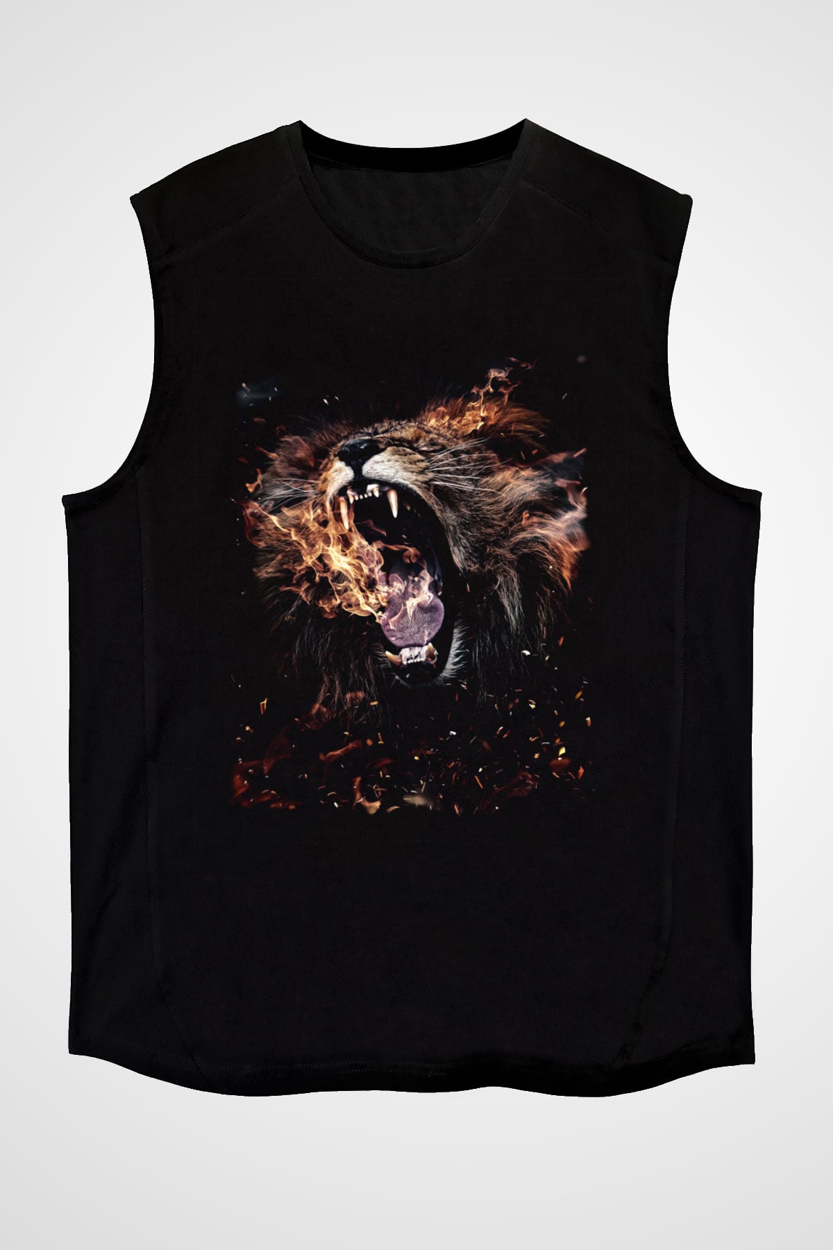 Aslan Siyah Unisex Kolsuz Tişört