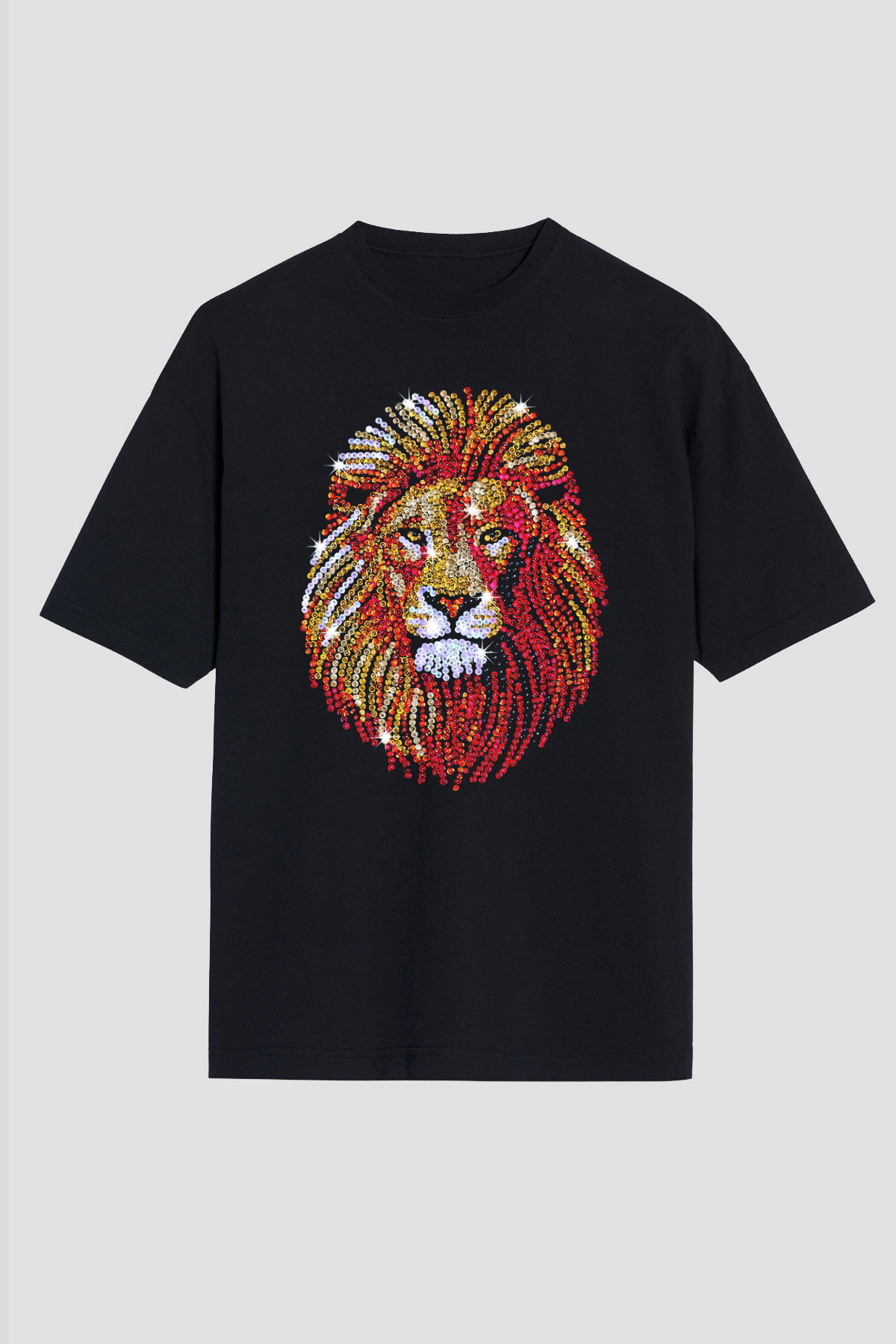 Aslan Siyah Unisex Oversize Tişört T-Shirt