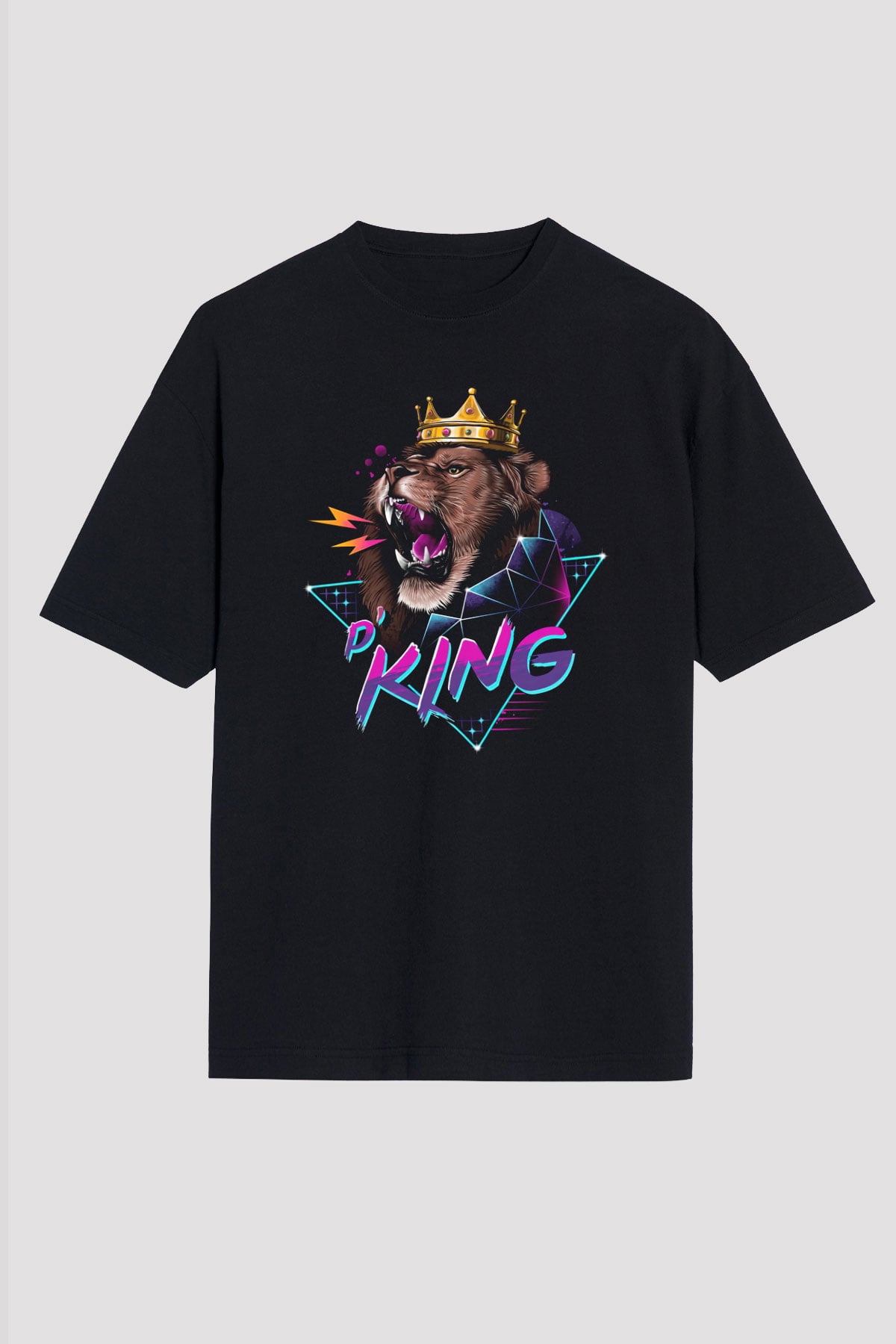 Aslan Siyah Unisex Tişört T-Shirt - TişörtFabrikası