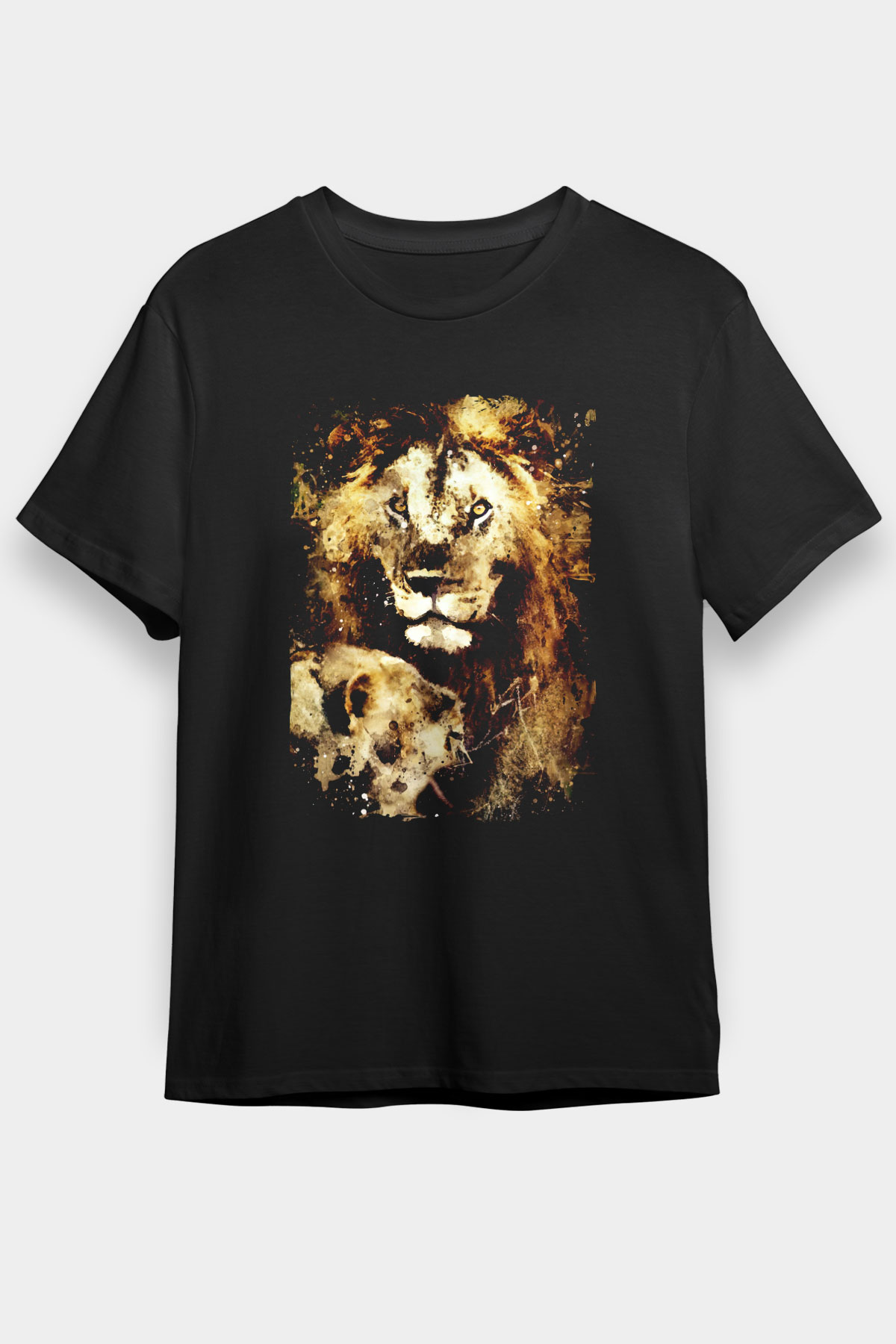 Aslan Siyah Unisex Tişört T-Shirt - TişörtFabrikası