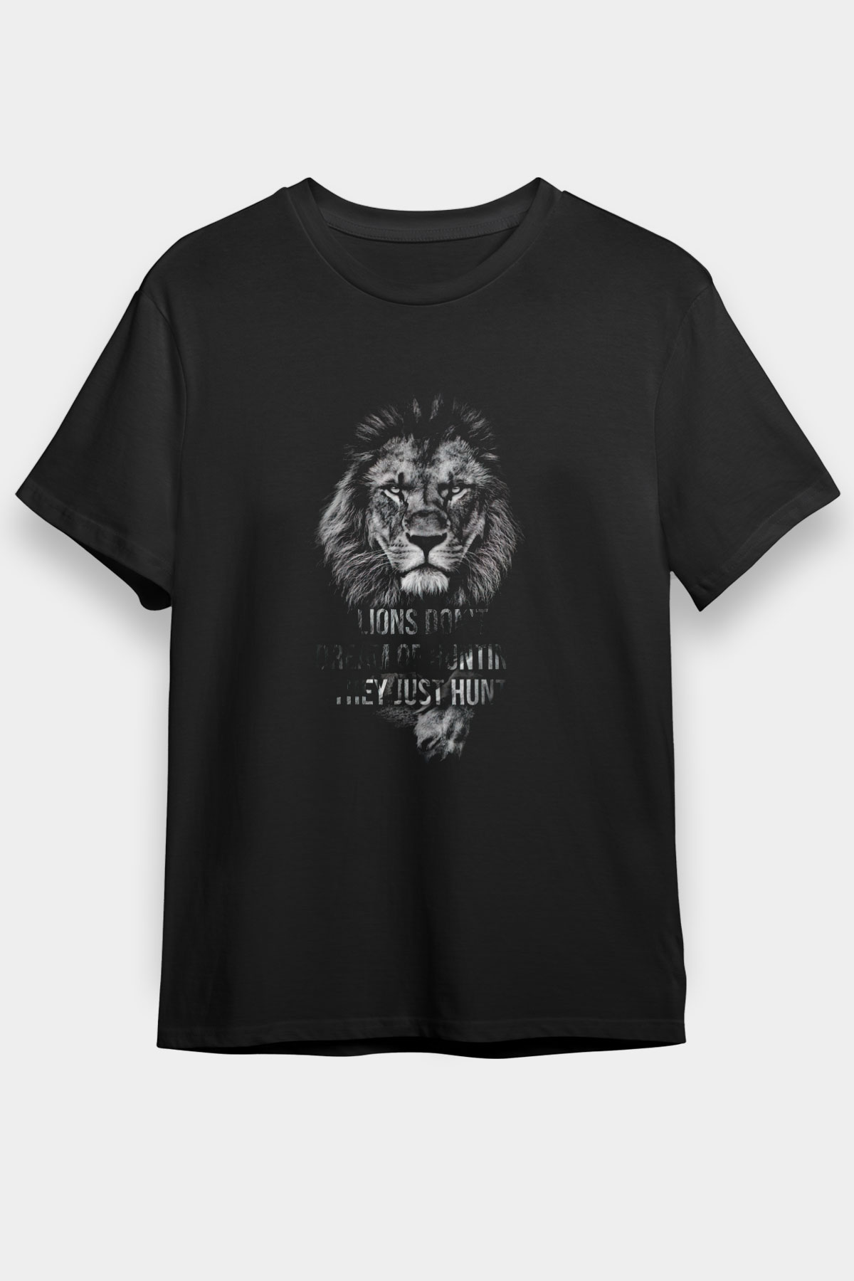 Aslan Siyah Unisex Tişört T-Shirt - TişörtFabrikası