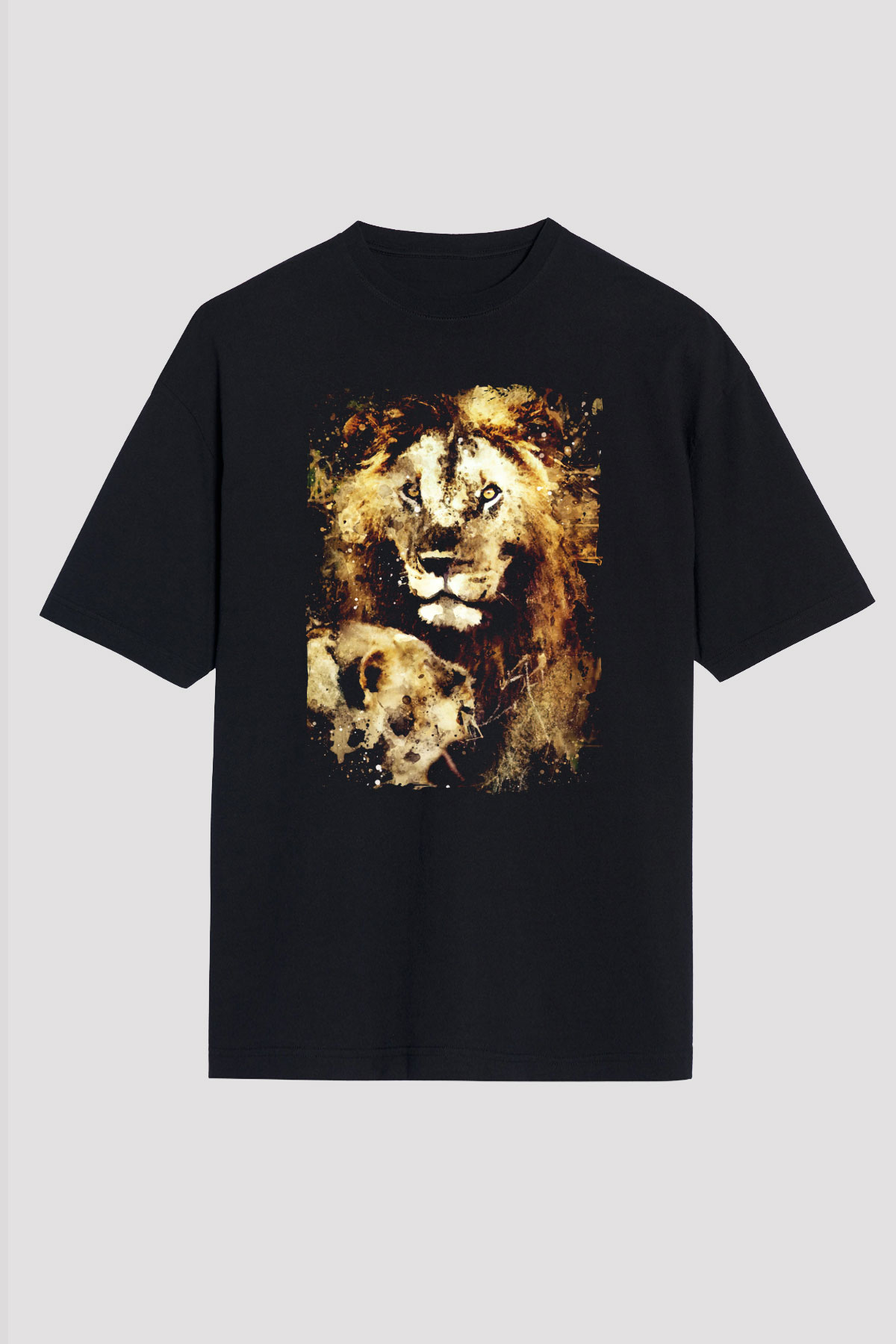 Aslan Siyah Unisex Tişört T-Shirt - TişörtFabrikası