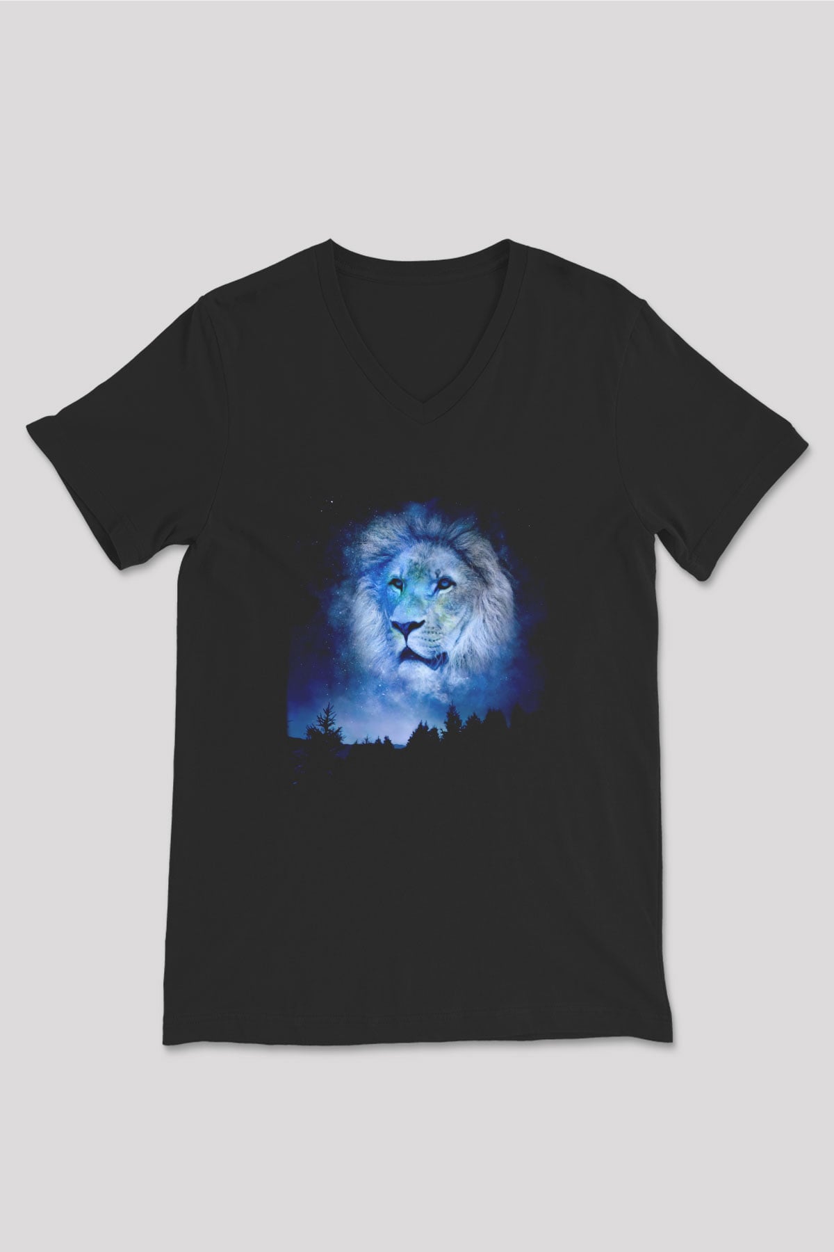 Aslan Siyah Unisex V Yaka Tişört