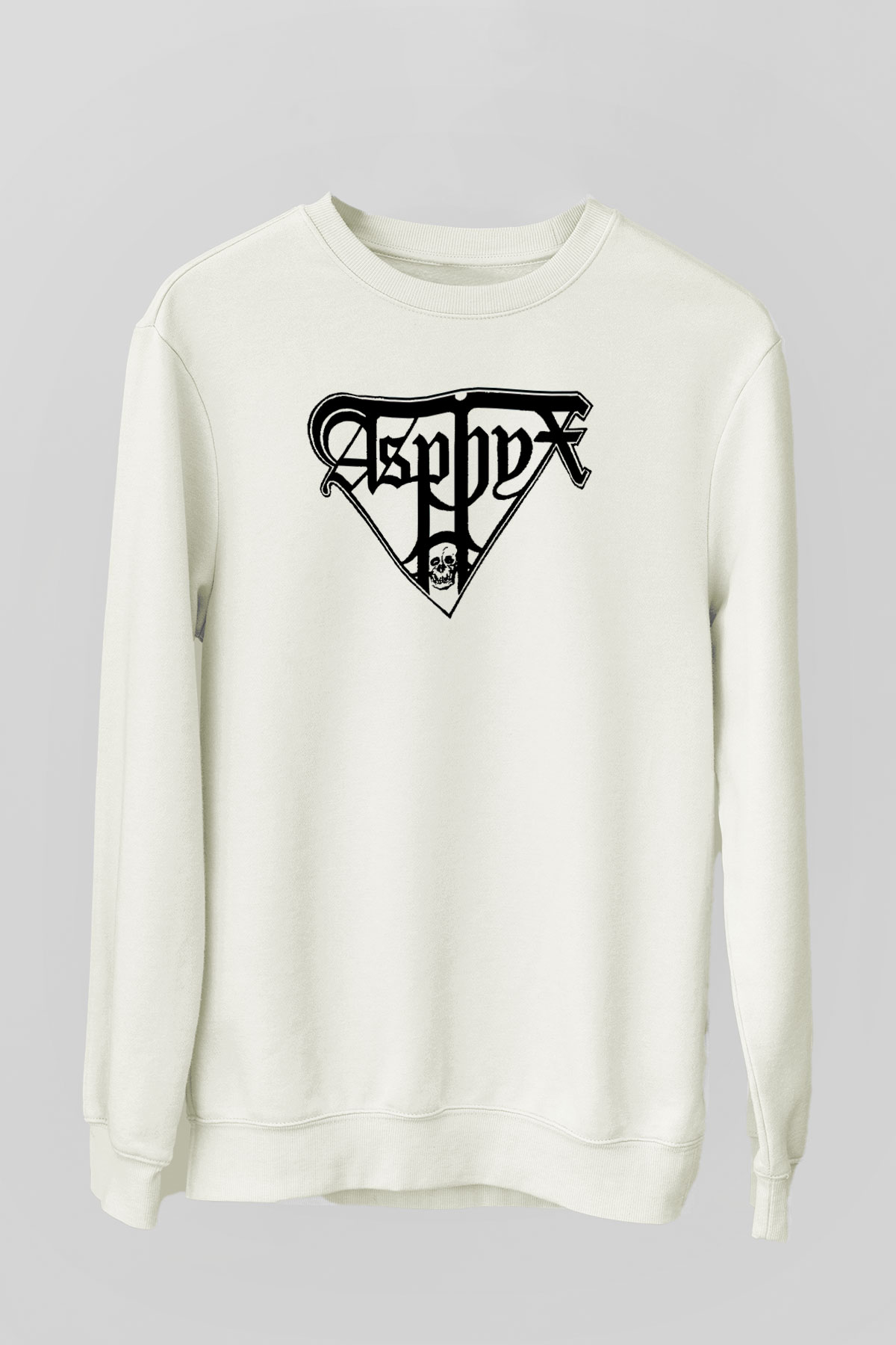 Asphyx Baskılı Beyaz Unisex Sweatshirt