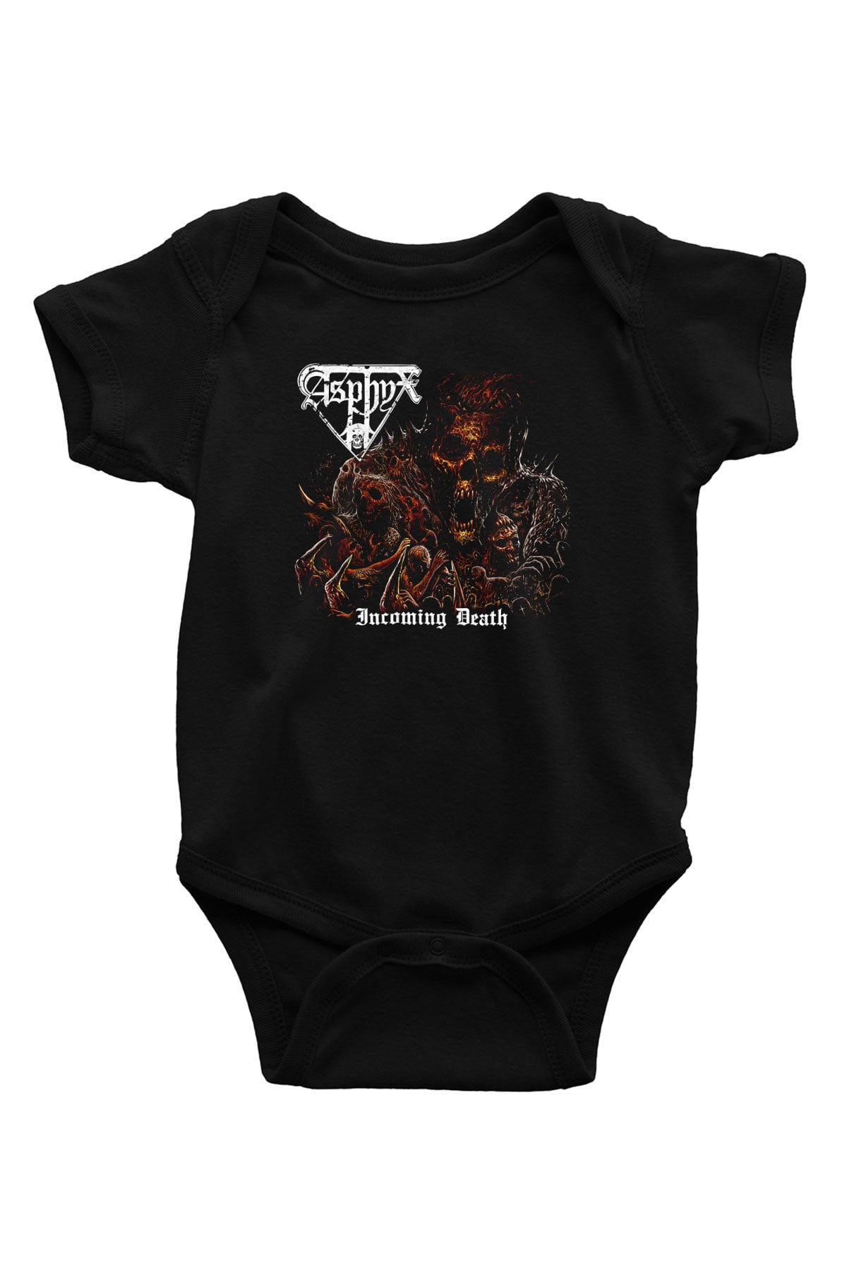 Asphyx Baskılı Unisex Siyah Bebek Body - Zıbın