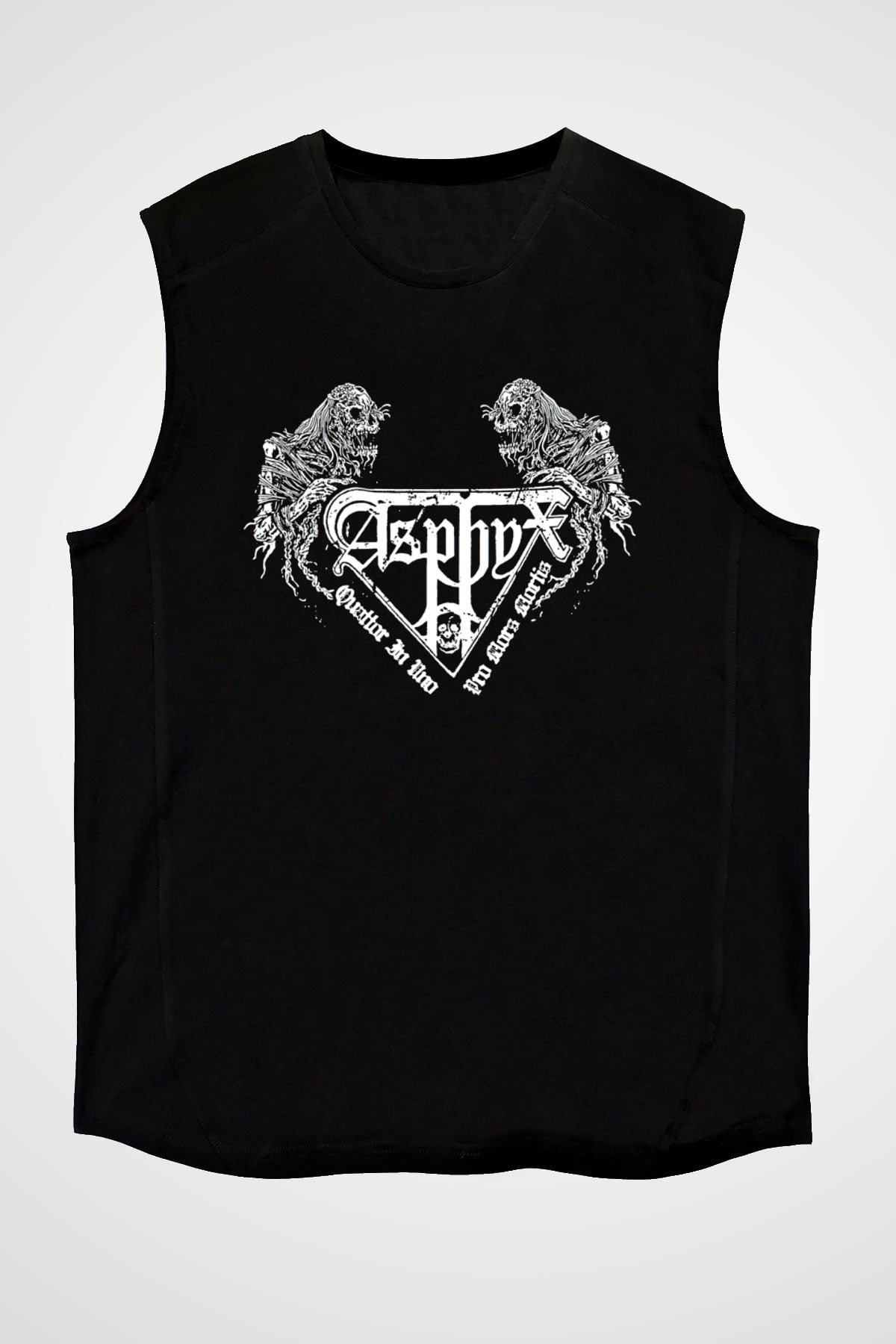 Asphyx Baskılı Unisex Siyah Kolsuz Tişört - Tshirt