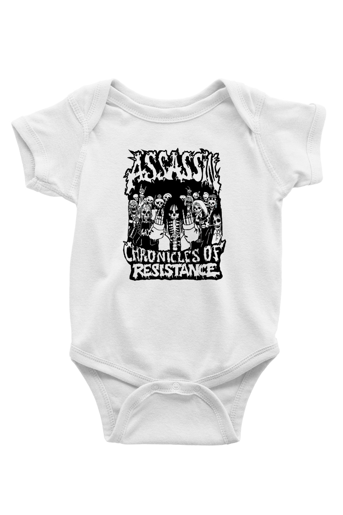 Assassin Baskılı Unisex Beyaz Bebek Body - Zıbın