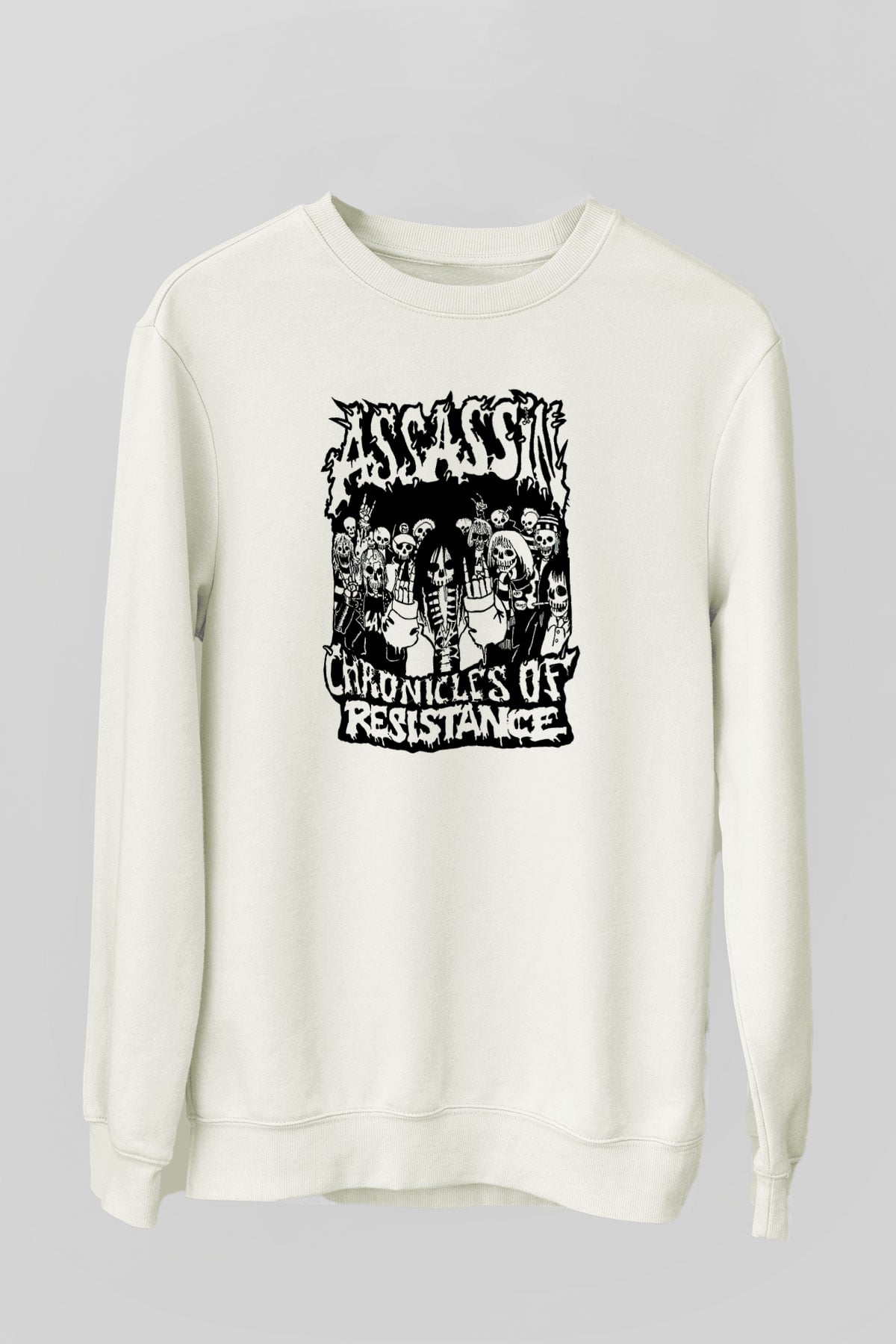 Assassin Baskılı Unisex Beyaz Sweatshirt