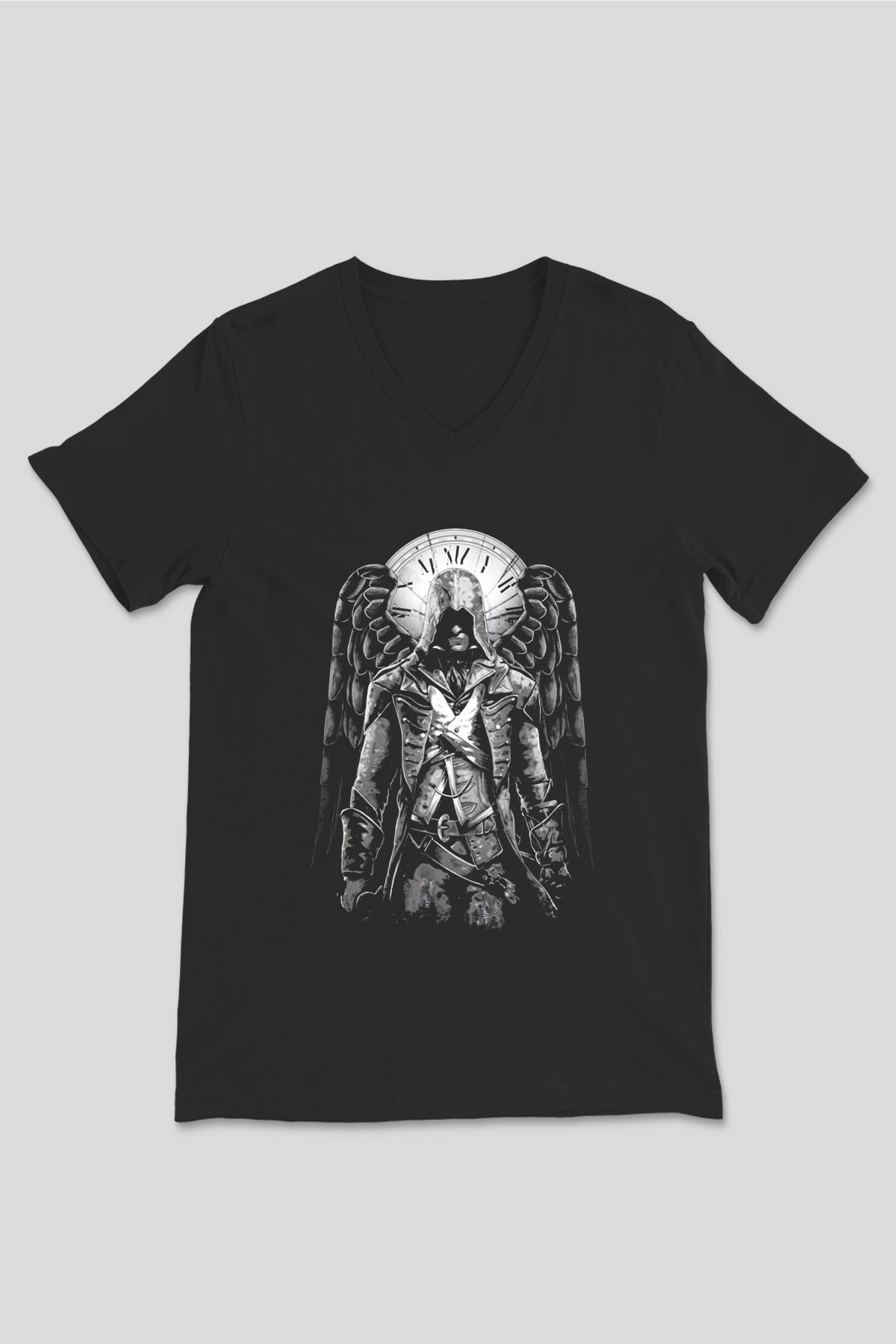 Assassin's Creed Siyah Unisex V Yaka Tişört T-Shirt