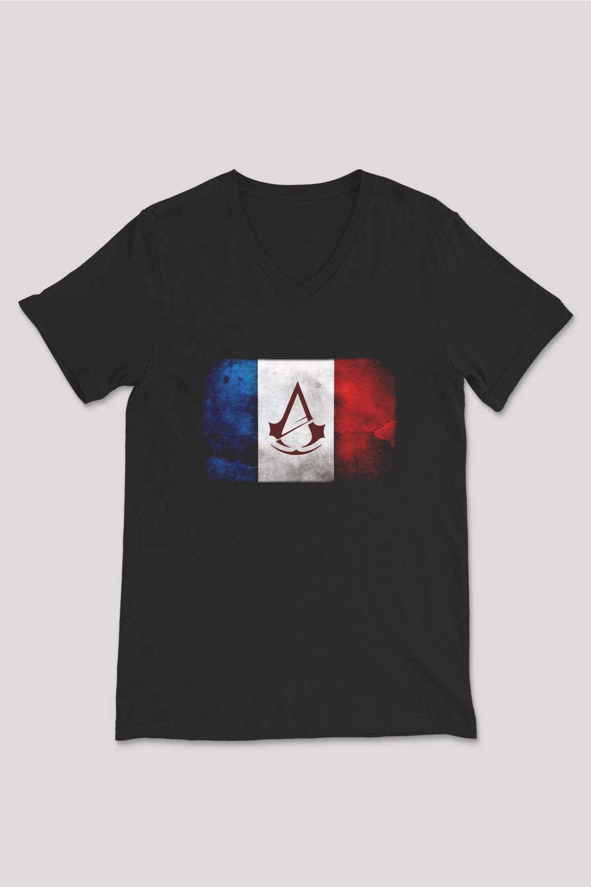 Assassin's Creed Siyah Unisex V Yaka Tişört T-Shirt