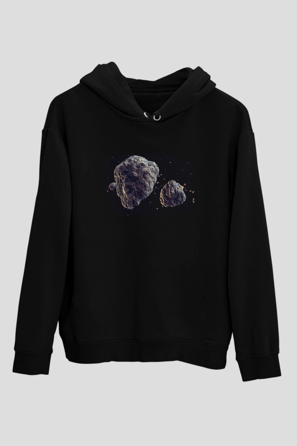 Asteroit Siyah Unisex Hoodie