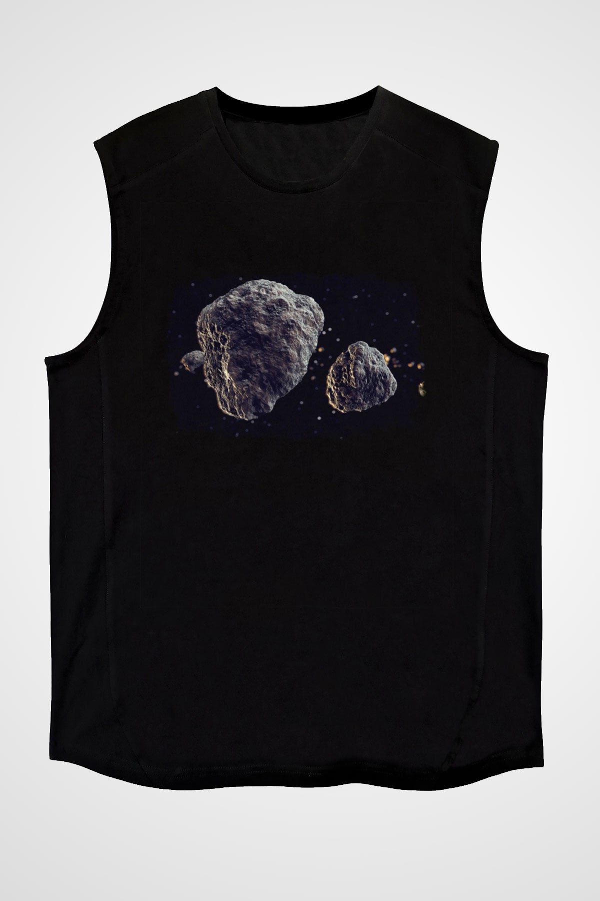 Asteroit Siyah Unisex Kolsuz Tişört