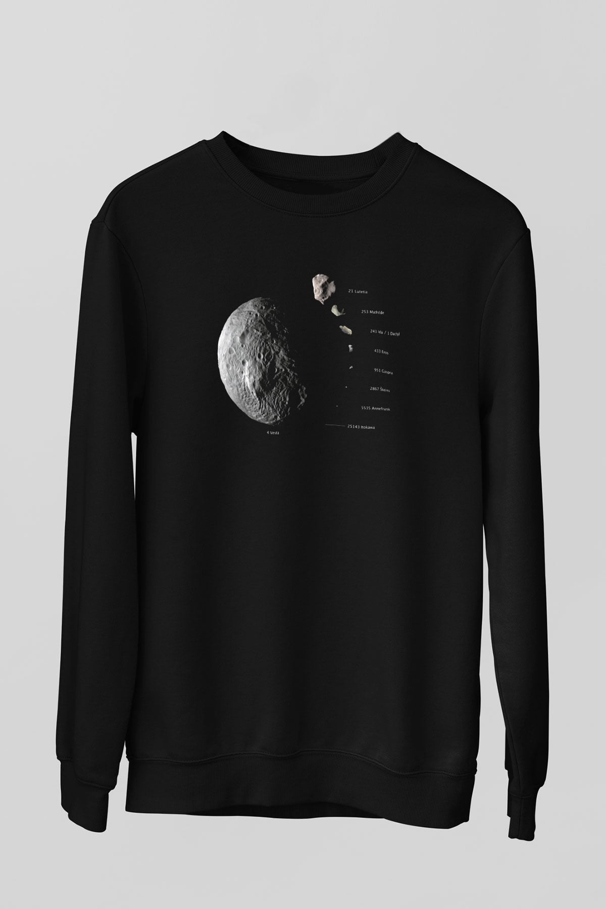 Asteroit Siyah Unisex Sweatshirt