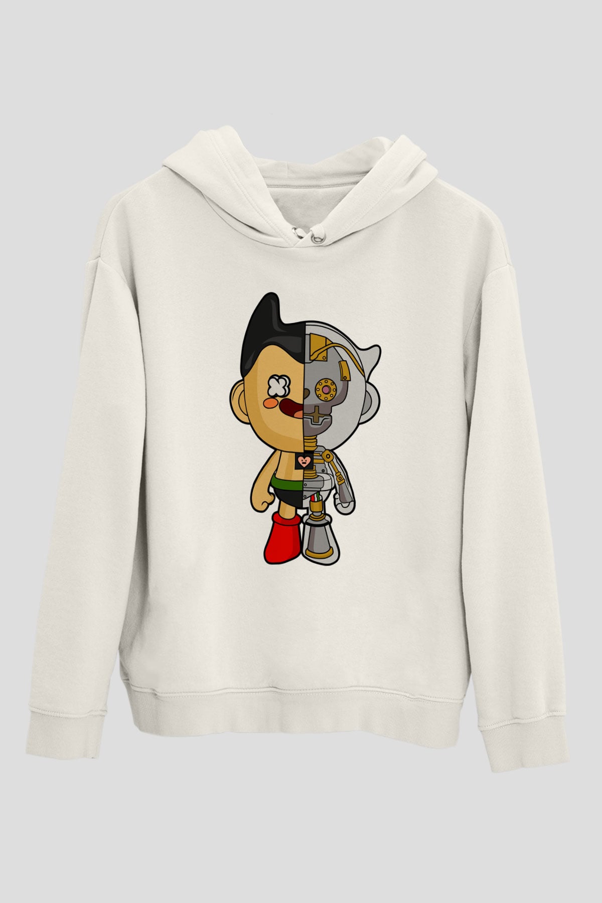 Astroboy Baskılı Unisex Beyaz Hoodie