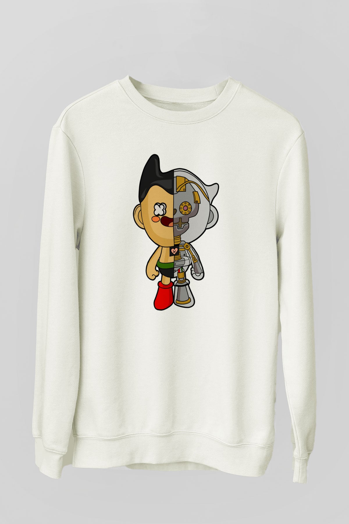 Astroboy Baskılı Unisex Beyaz Sweatshirt