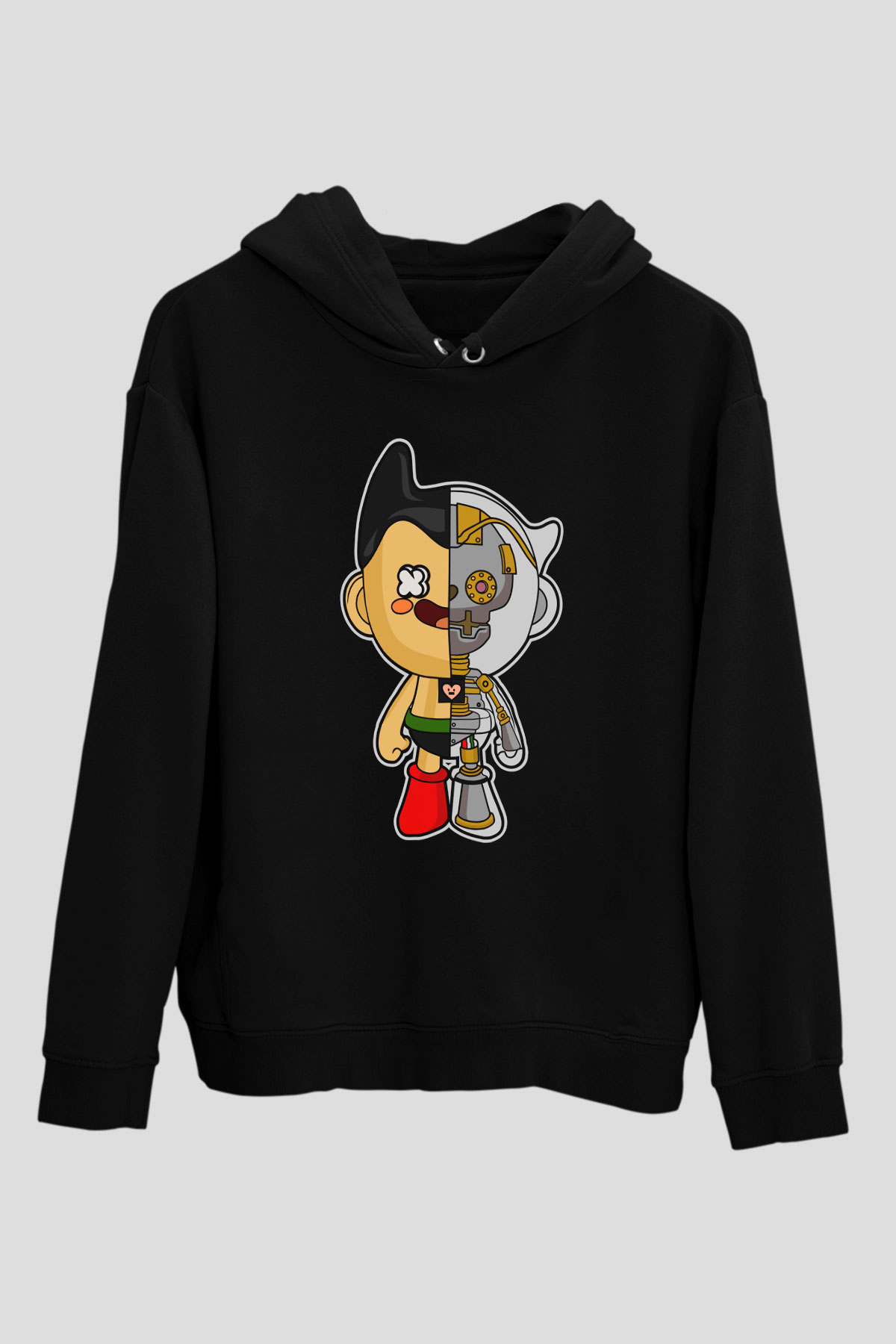 Astroboy Baskılı Unisex Siyah Hoodie