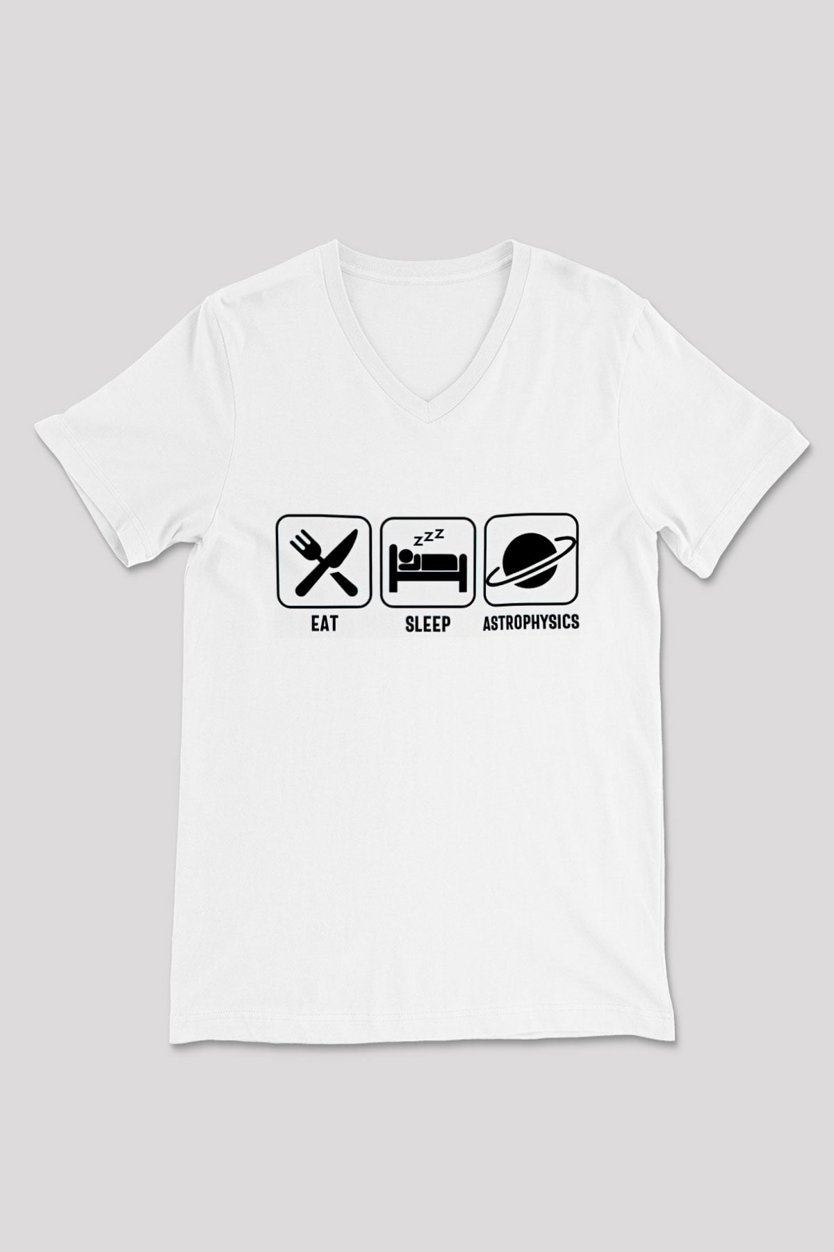 Astrofizikçi Beyaz Unisex V Yaka Tişört